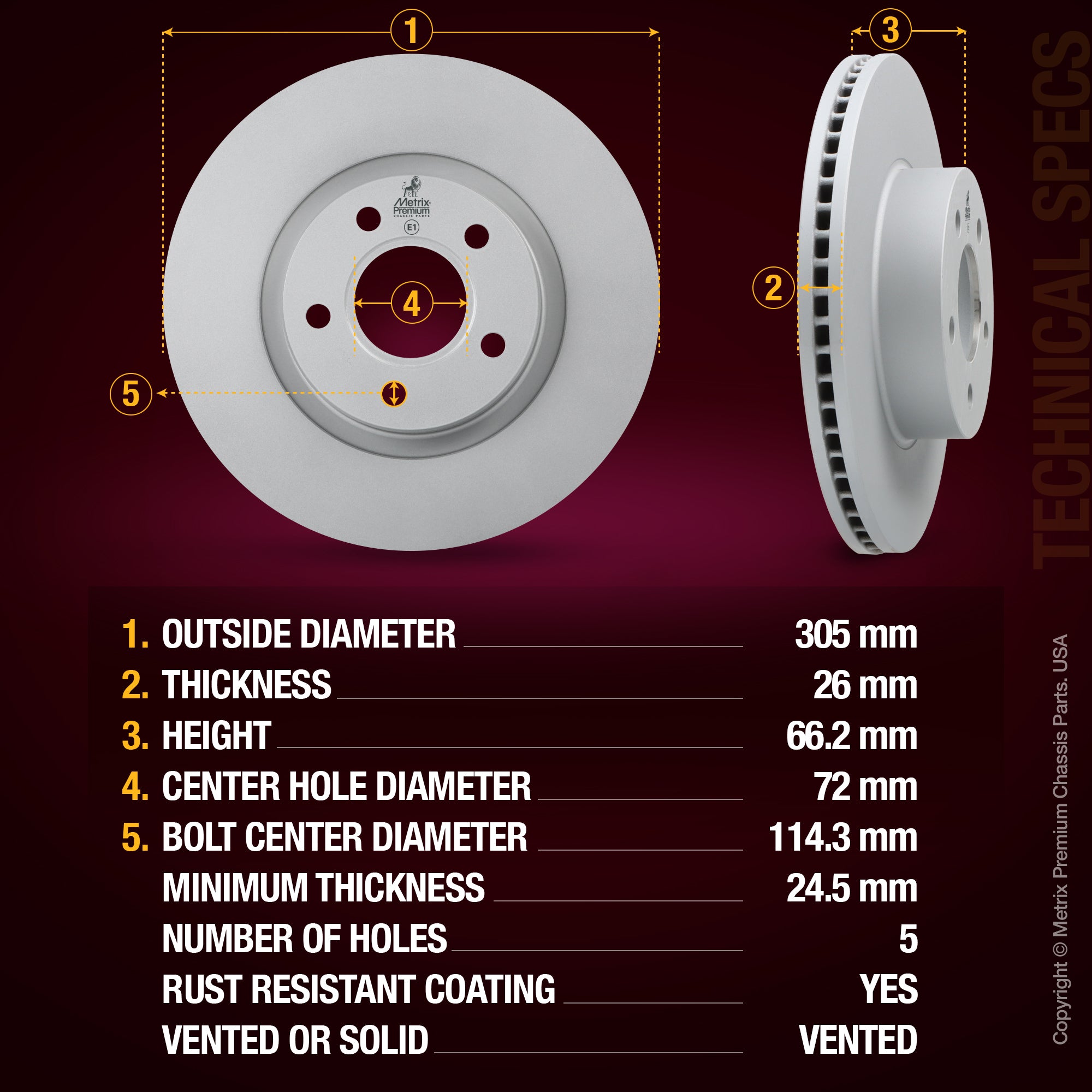 Metrix Premium Front Disc Brake Rotor Kit 92578MT aftermarket car parts