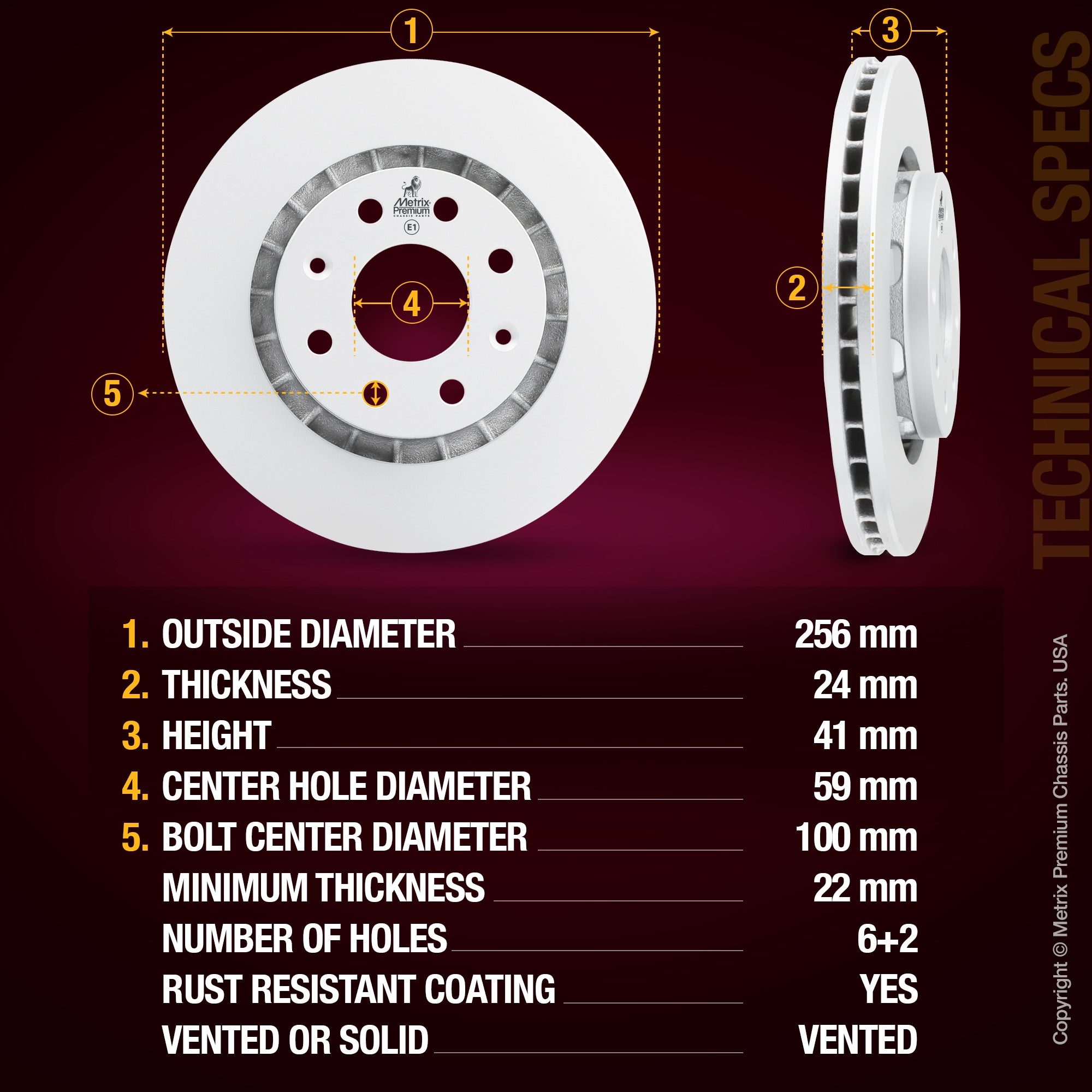 Metrix Premium Front Disc Brake Rotor 84135MF aftermarket car parts