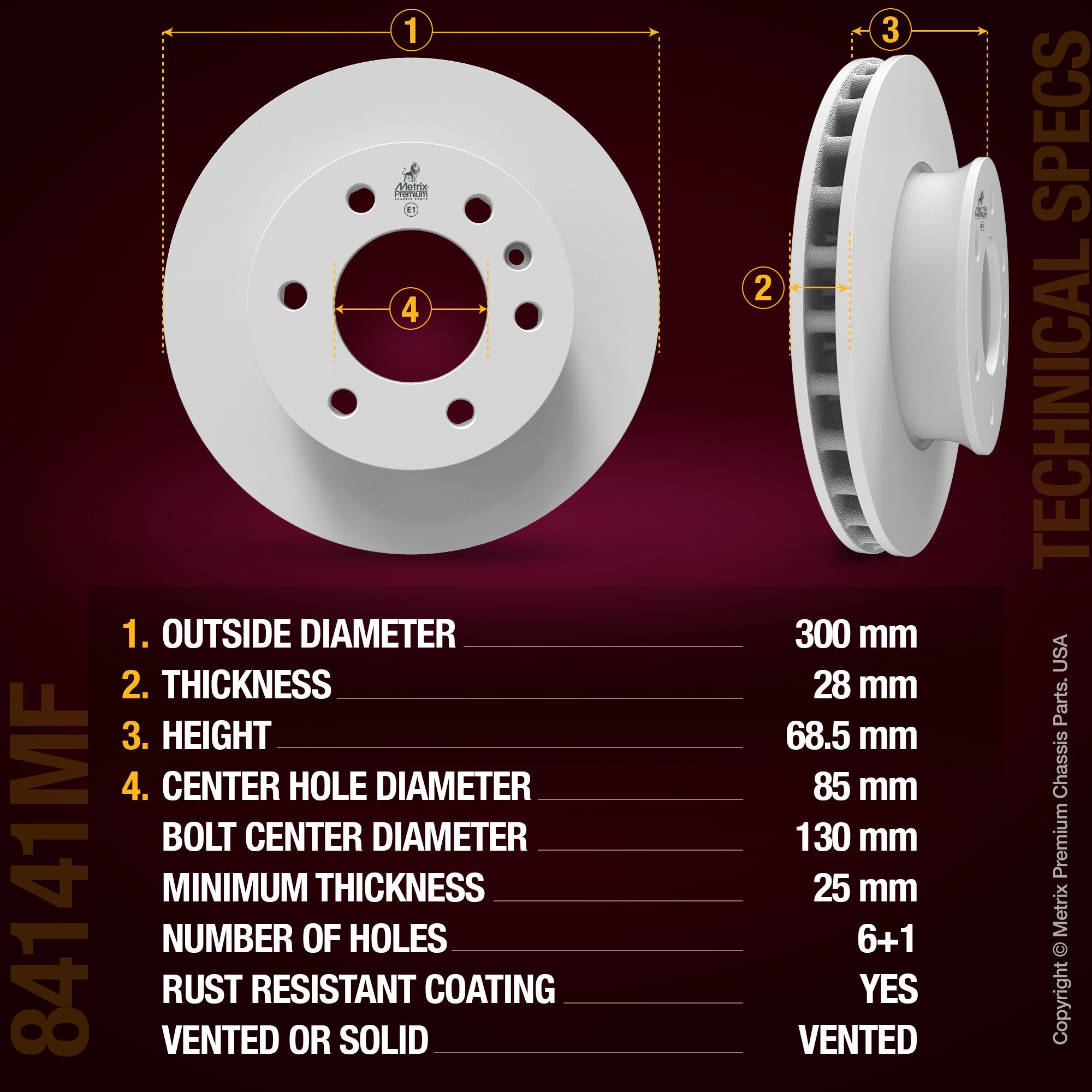 Metrix Premium Chassis Parts Front Disc Brake Rotor 84141MF OEM fit auto parts