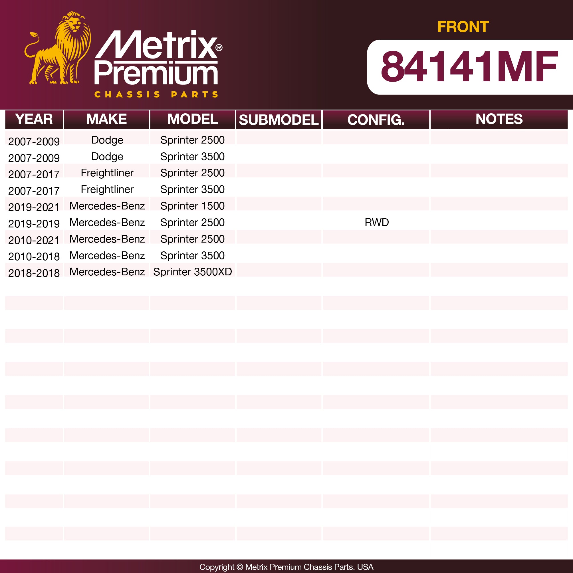 Metrix Premium Chassis Parts Front Disc Brake Rotor 84141MF aftermarket car parts
