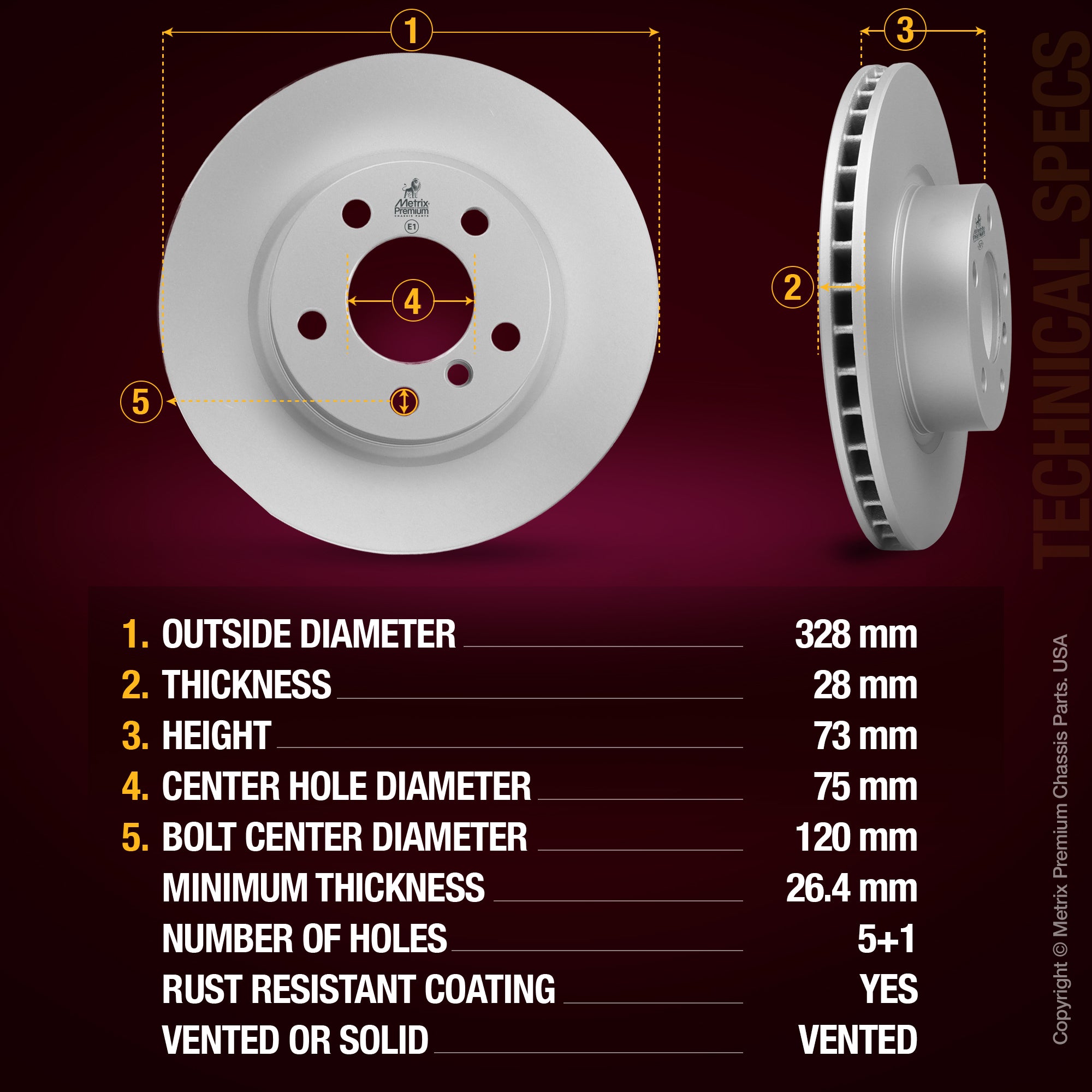Metrix Premium Front Disc Brake Rotor Kit 92330MT aftermarket car parts