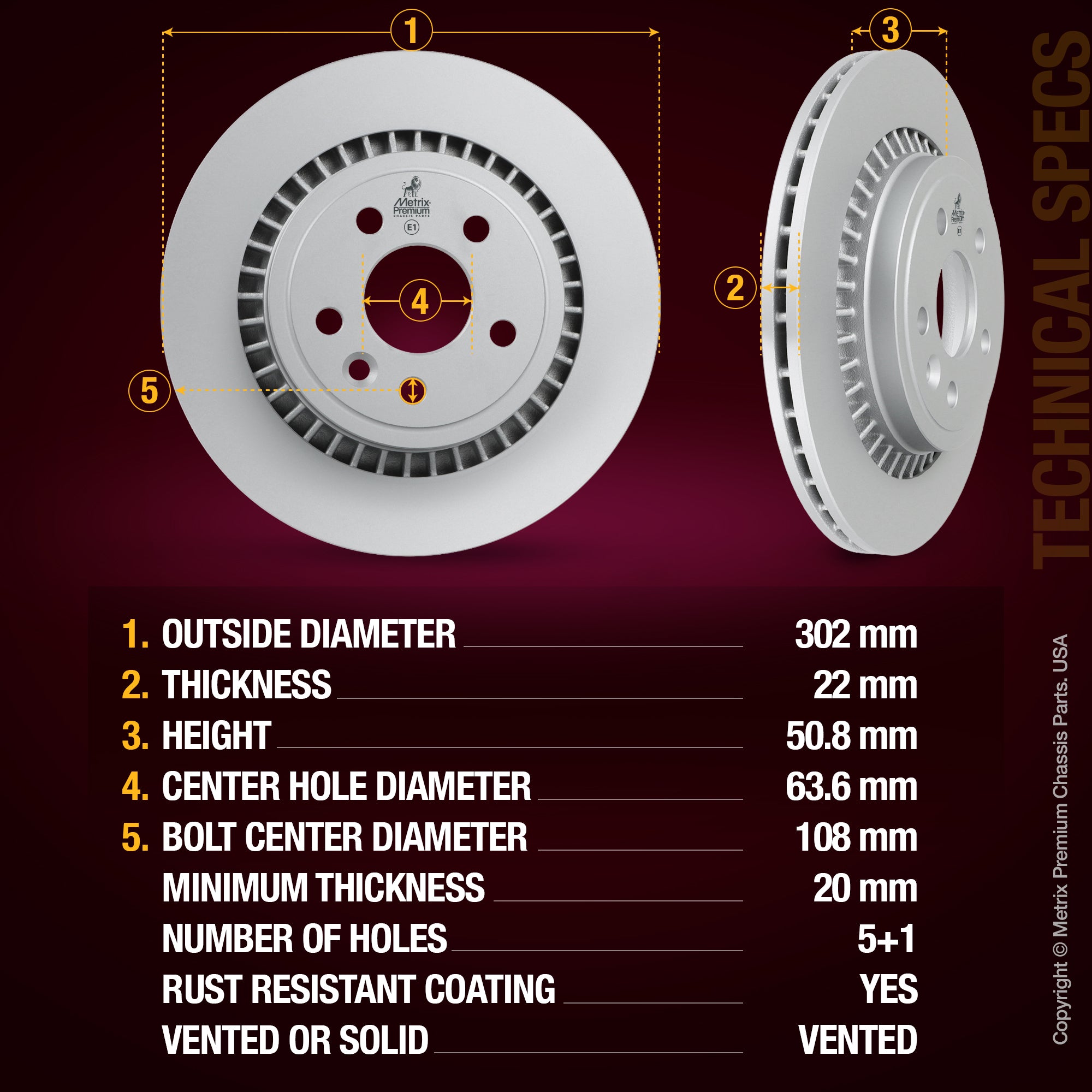 Metrix Premium Rear Disc Brake Rotor 84145MF aftermarket car parts