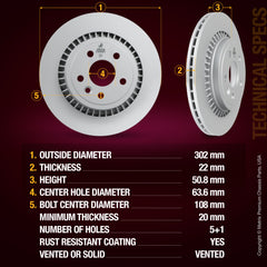 Metrix Premium Rear Disc Brake Rotor Kit 92506MT aftermarket car parts