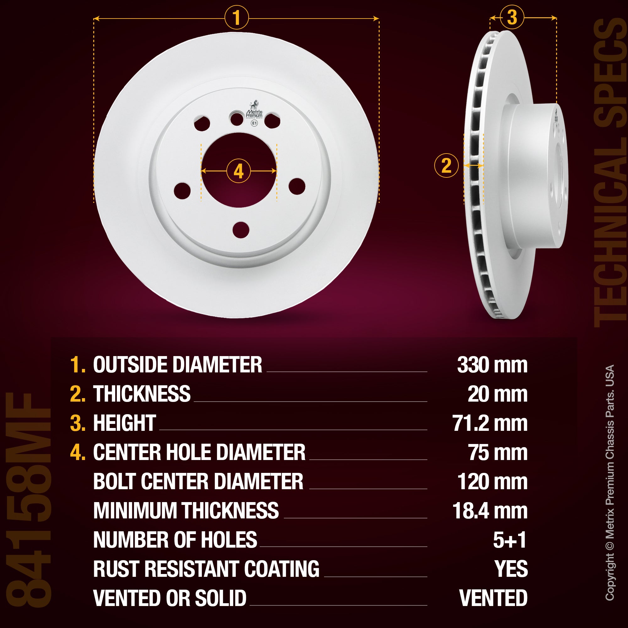 Metrix Premium Rear Disc Brake Rotor 84158MF aftermarket car parts