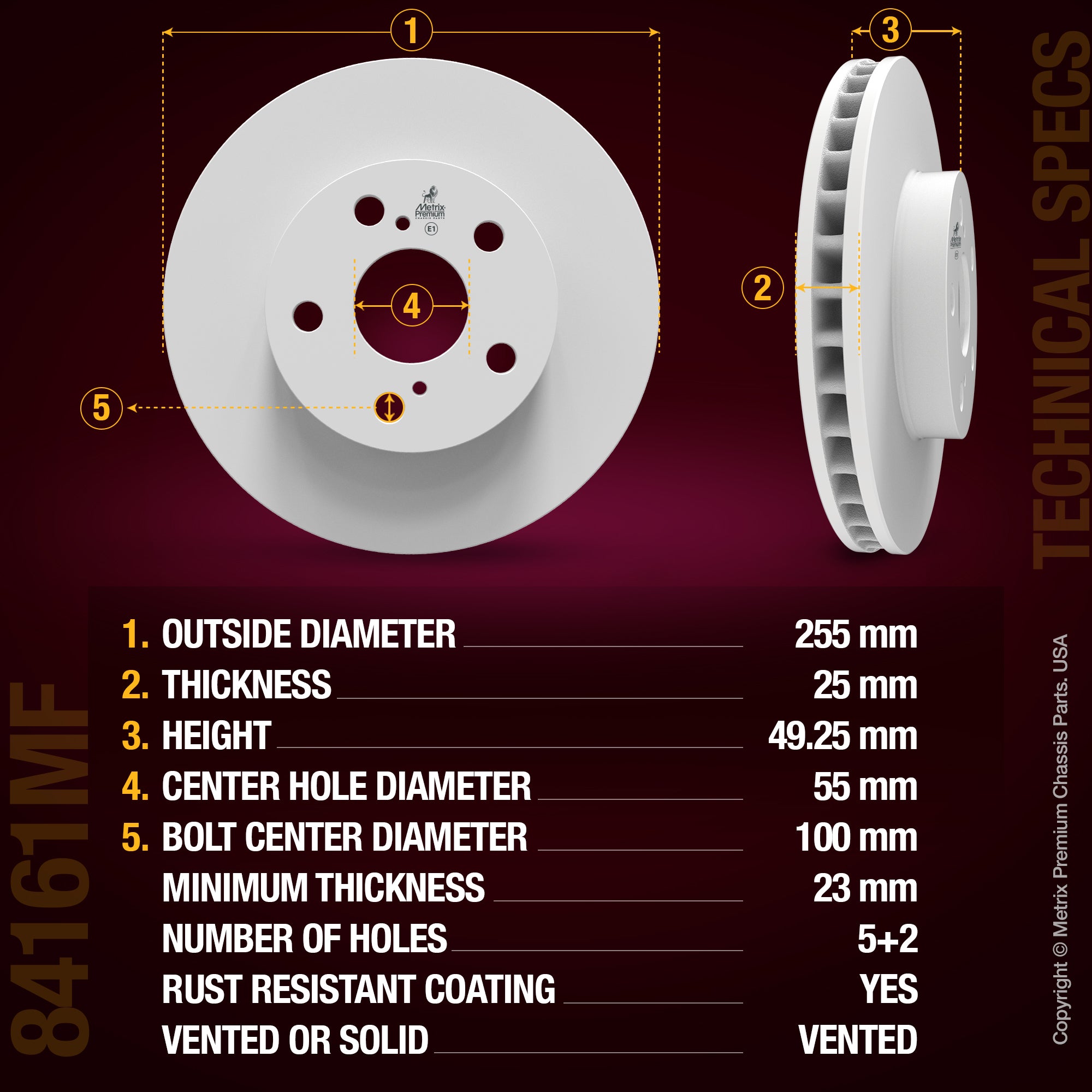 Metrix Premium Front Disc Brake Rotor 84161MF aftermarket car parts