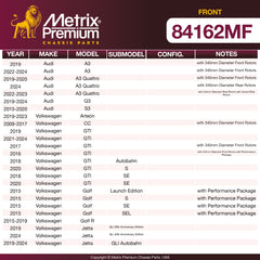 Metrix Premium Front Disc Brake Rotor 84162MF OEM fit spare parts