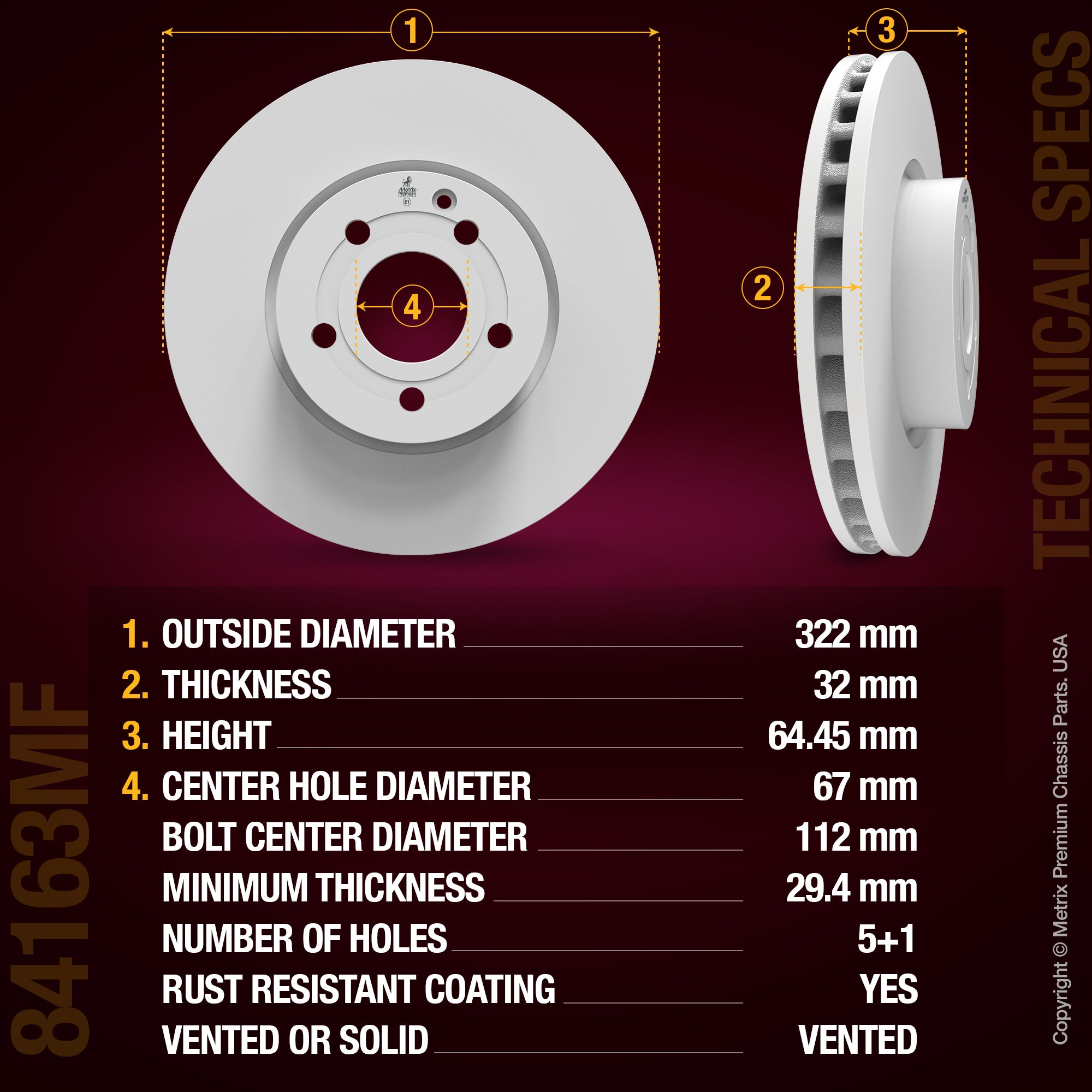 Metrix Premium Chassis Parts 2 PC Front Disc Brake Rotor Kit 92100MT aftermarket car parts