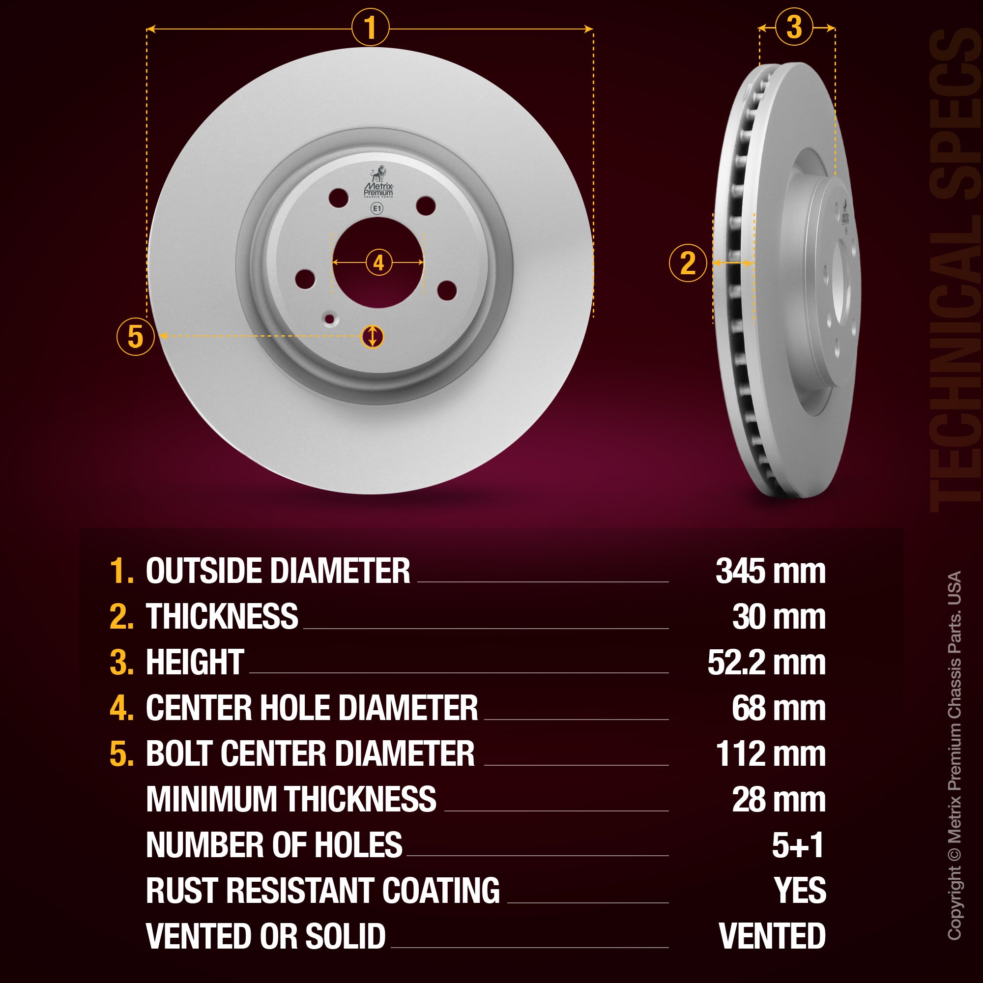 Metrix Premium Front Disc Brake Rotor 84164MF aftermarket car parts