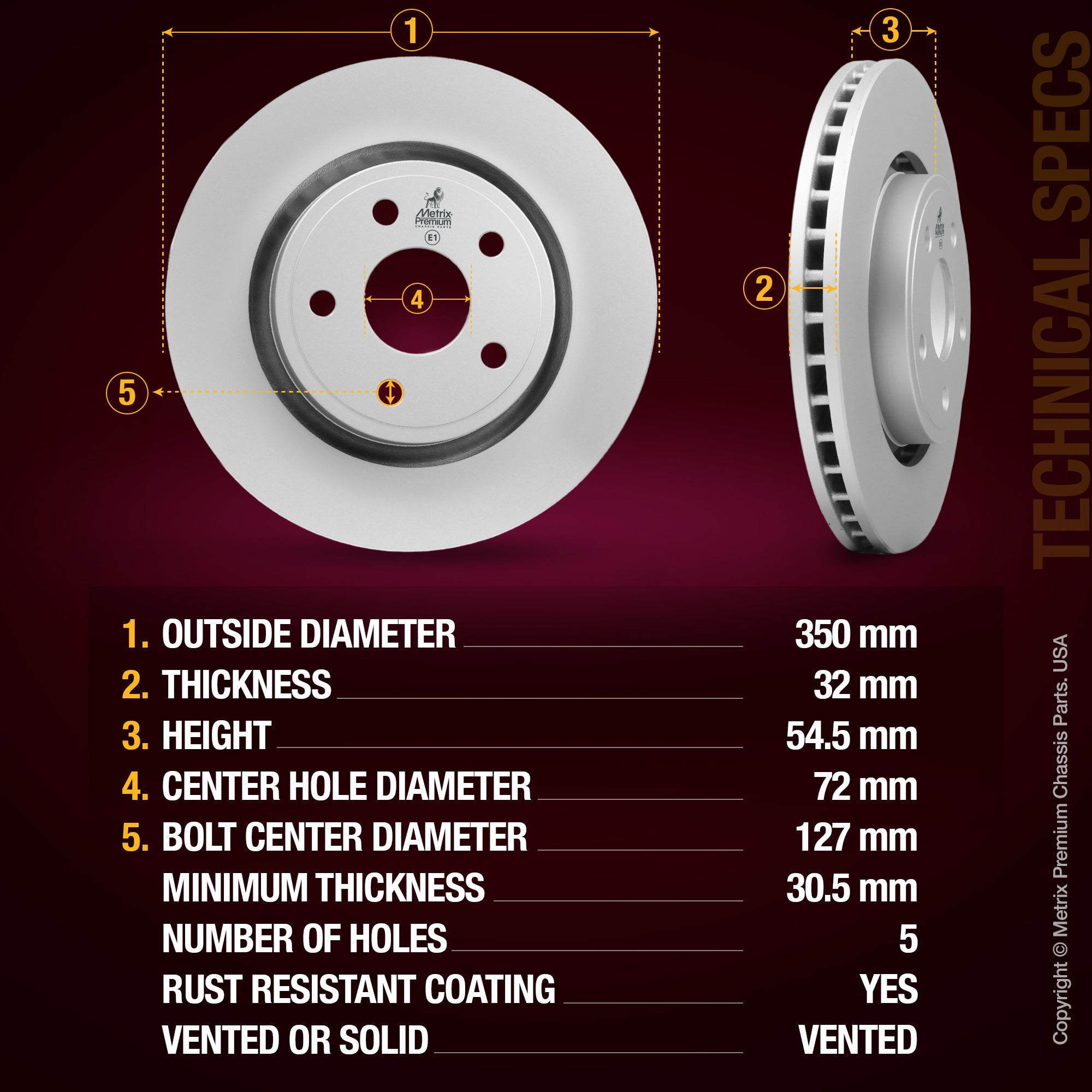 Metrix Premium Front Disc Brake Rotor 84174MF aftermarket car parts