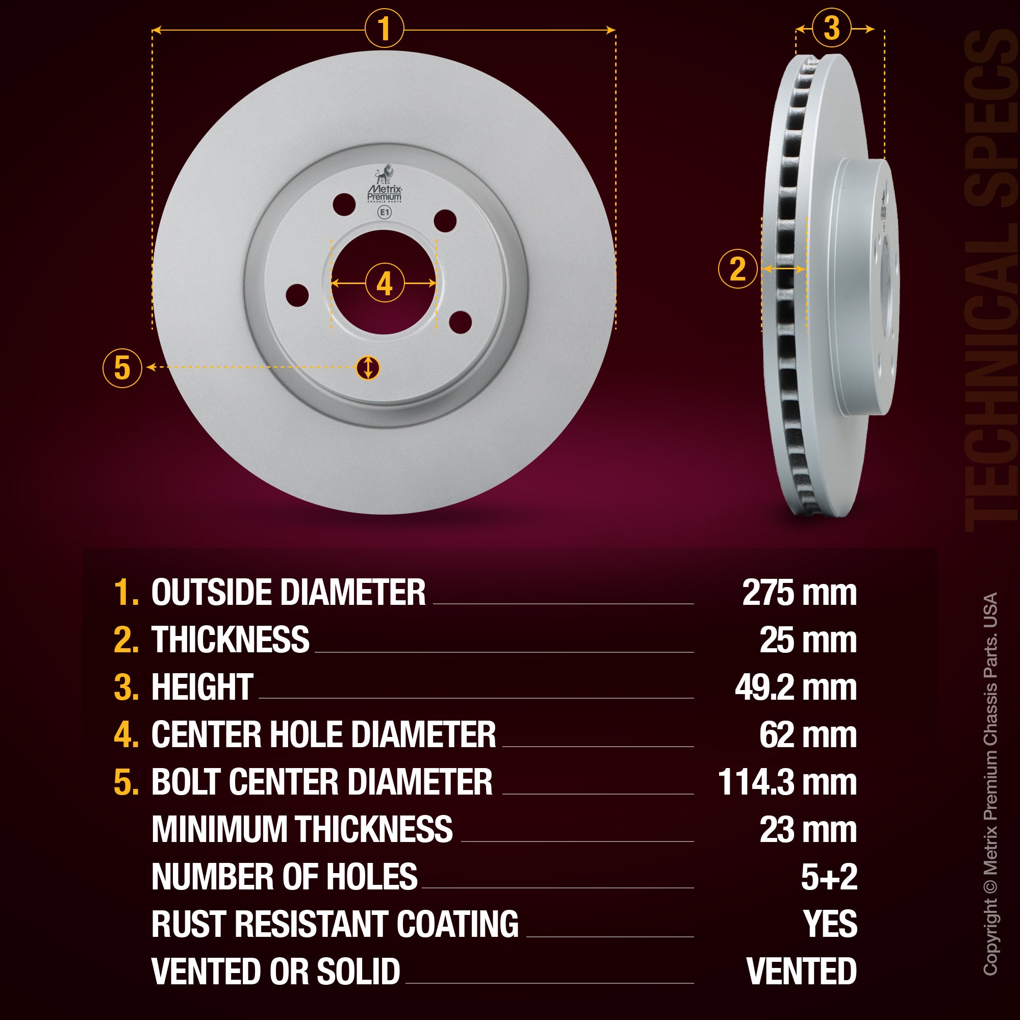 Metrix Premium Front Disc Brake Rotor Kit 92678MT aftermarket car parts