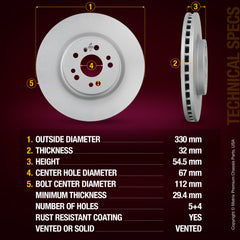 Metrix Premium Front Disc Brake Rotor Kit 92542MT aftermarket car parts