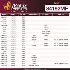 Metrix Premium Rear Disc Brake Rotor 84192MF OEM fit spare parts