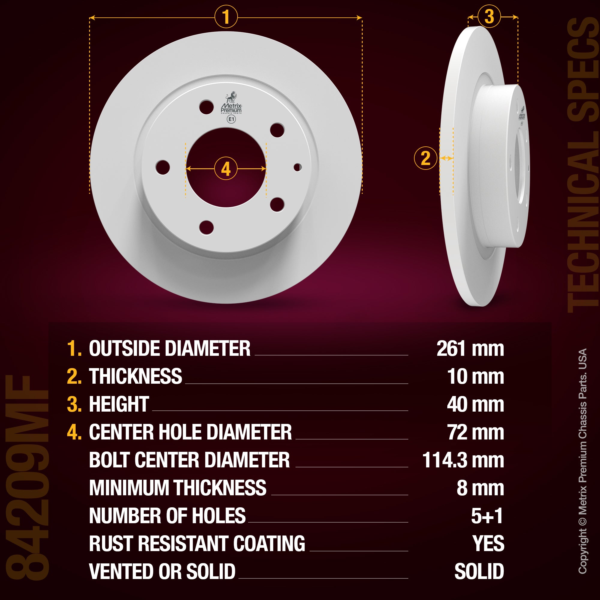 Metrix Premium Rear Disc Brake Rotor Kit 92207MT aftermarket car parts