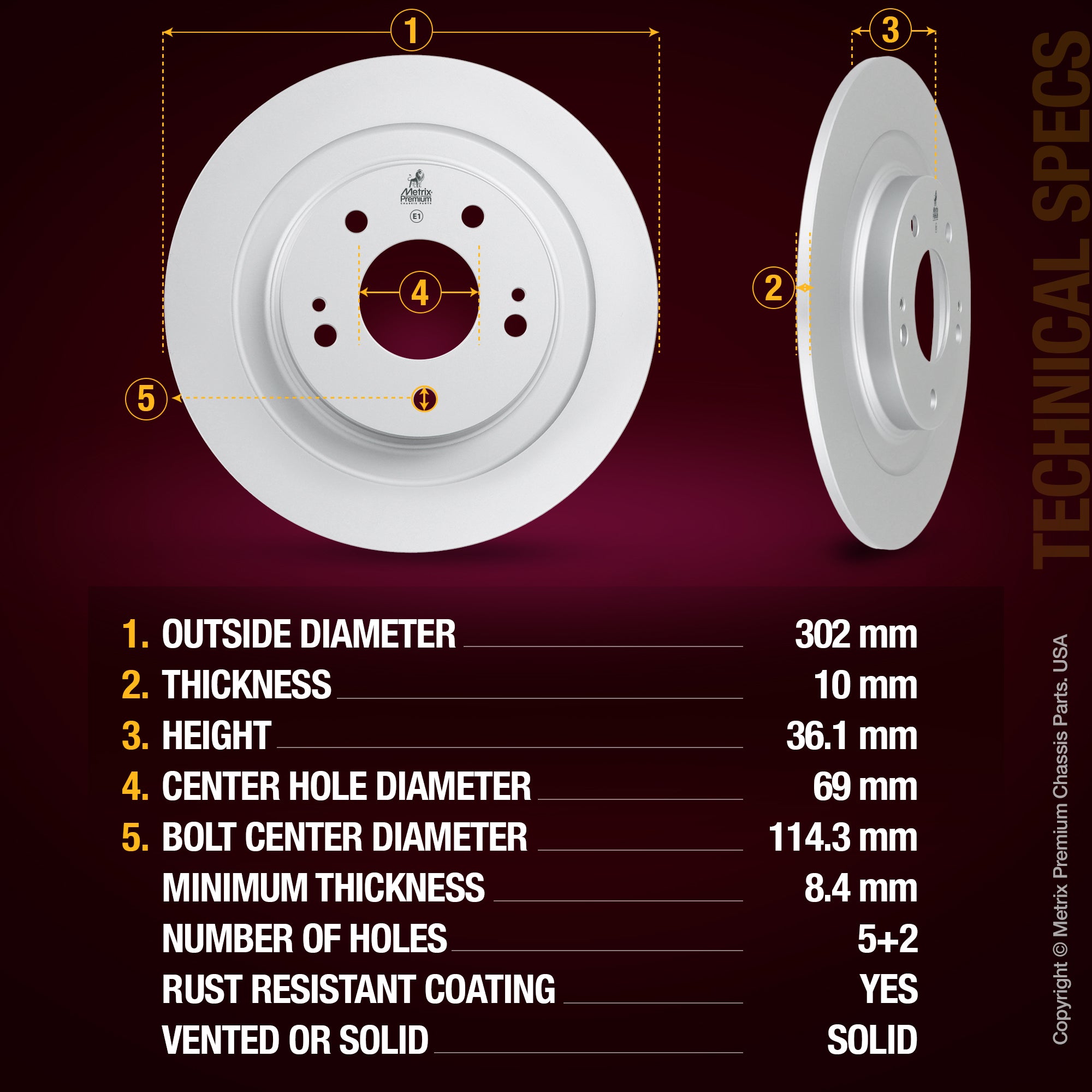 Metrix Premium Rear Disc Brake Rotor Kit 92675MT aftermarket car parts