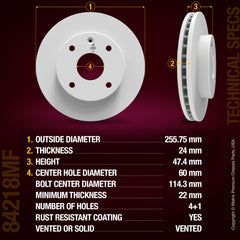 METRIX PREMIUM CHASSIS PARTS Disc Brake Rotor P/N:84218MF Fits: Chevrolet Optra 10-04, Suzuki Forenza 08-04, Suzuki Reno 08-05