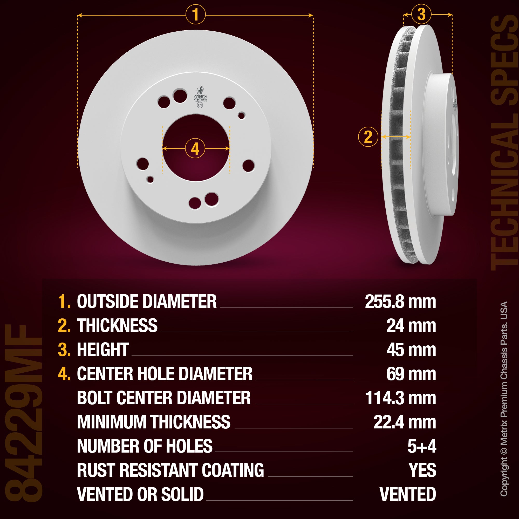 Metrix Premium Chassis Parts Front Disc Brake Rotor Kit 92077MT OEM fit auto parts