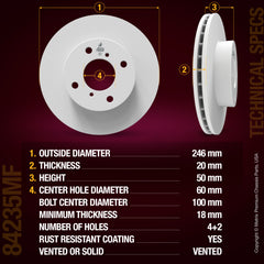 METRIX PREMIUM CHASSIS PARTS Disc Brake Rotor P/N:84235MF Fits: Suzuki Aerio 07-02, Suzuki Esteem 02-99
