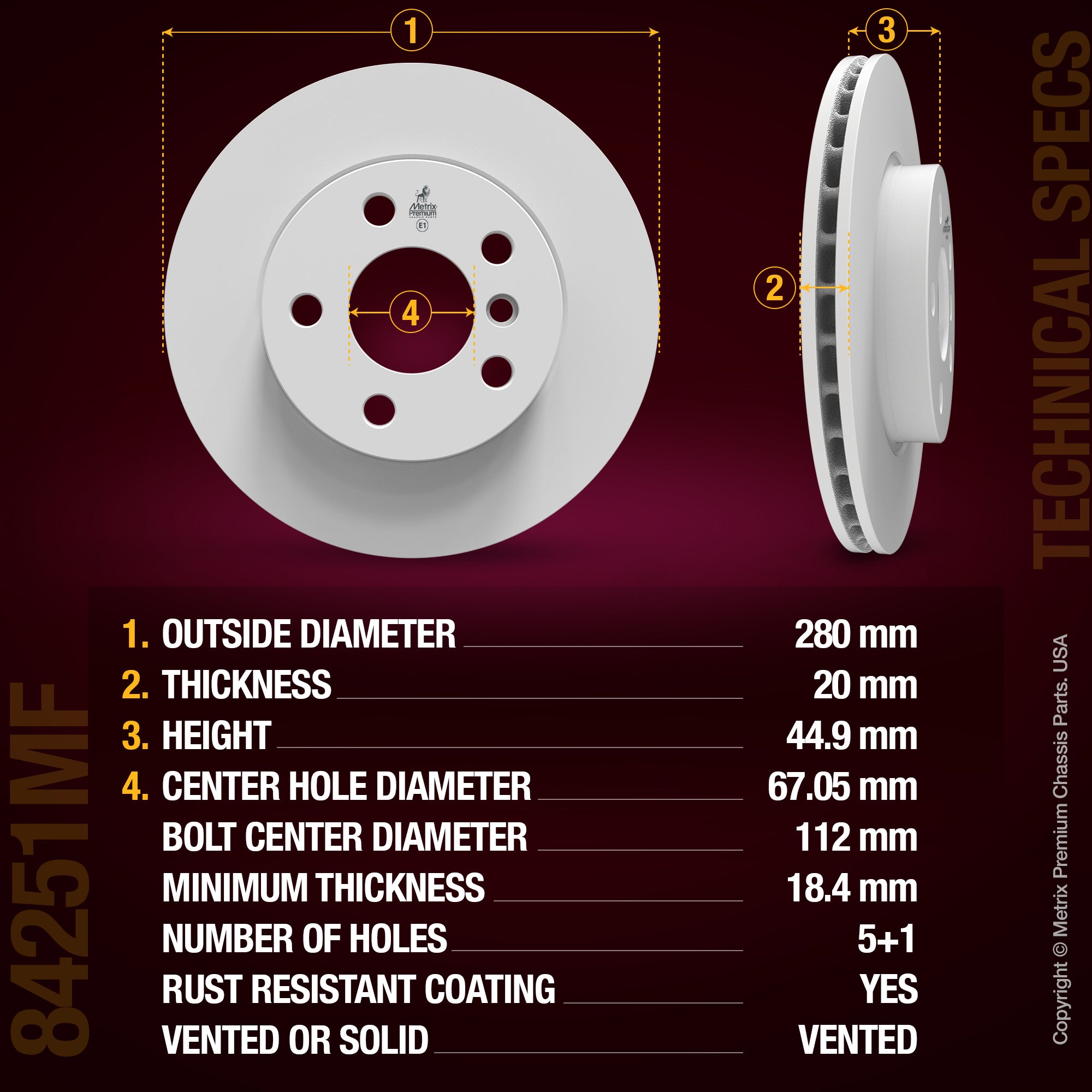 Metrix Premium Chassis Parts Front Disc Brake Rotor Kit 92068MT OEM fit auto parts