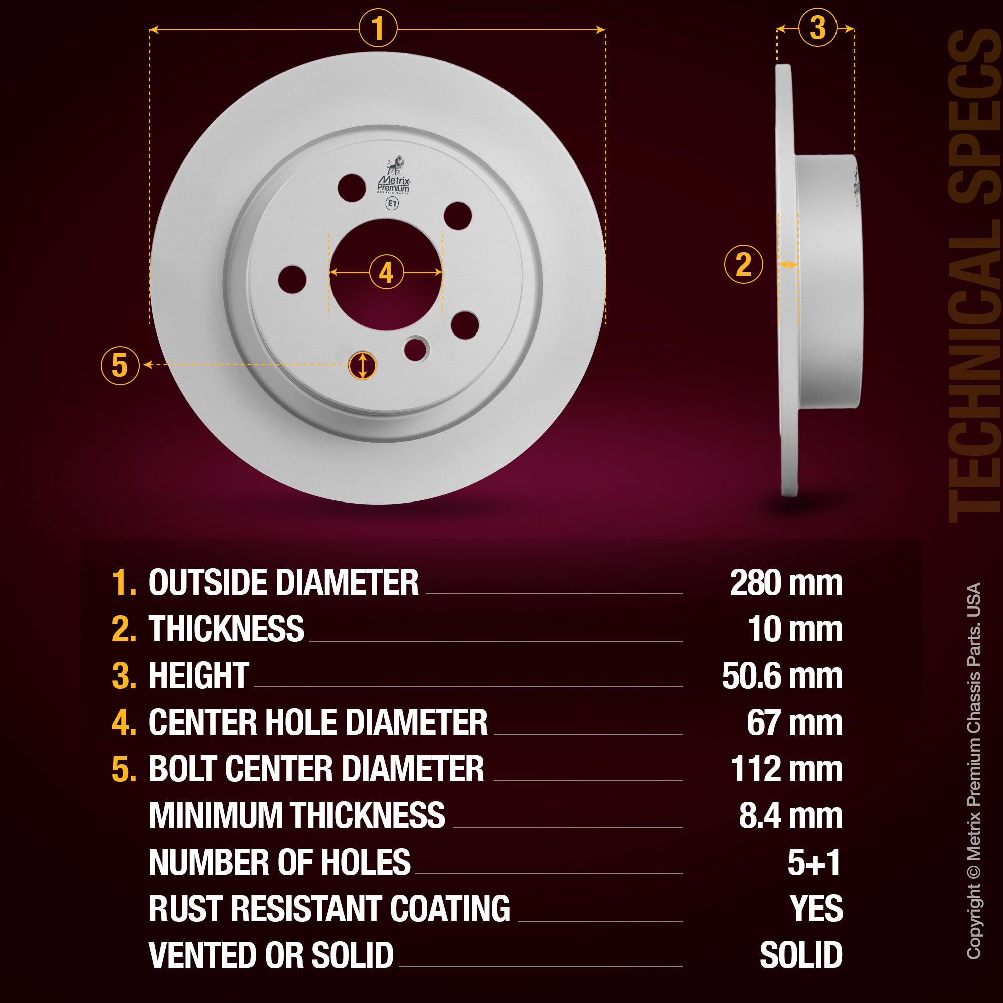 Metrix Premium Rear Disc Brake Rotor Kit 92407MT aftermarket car parts
