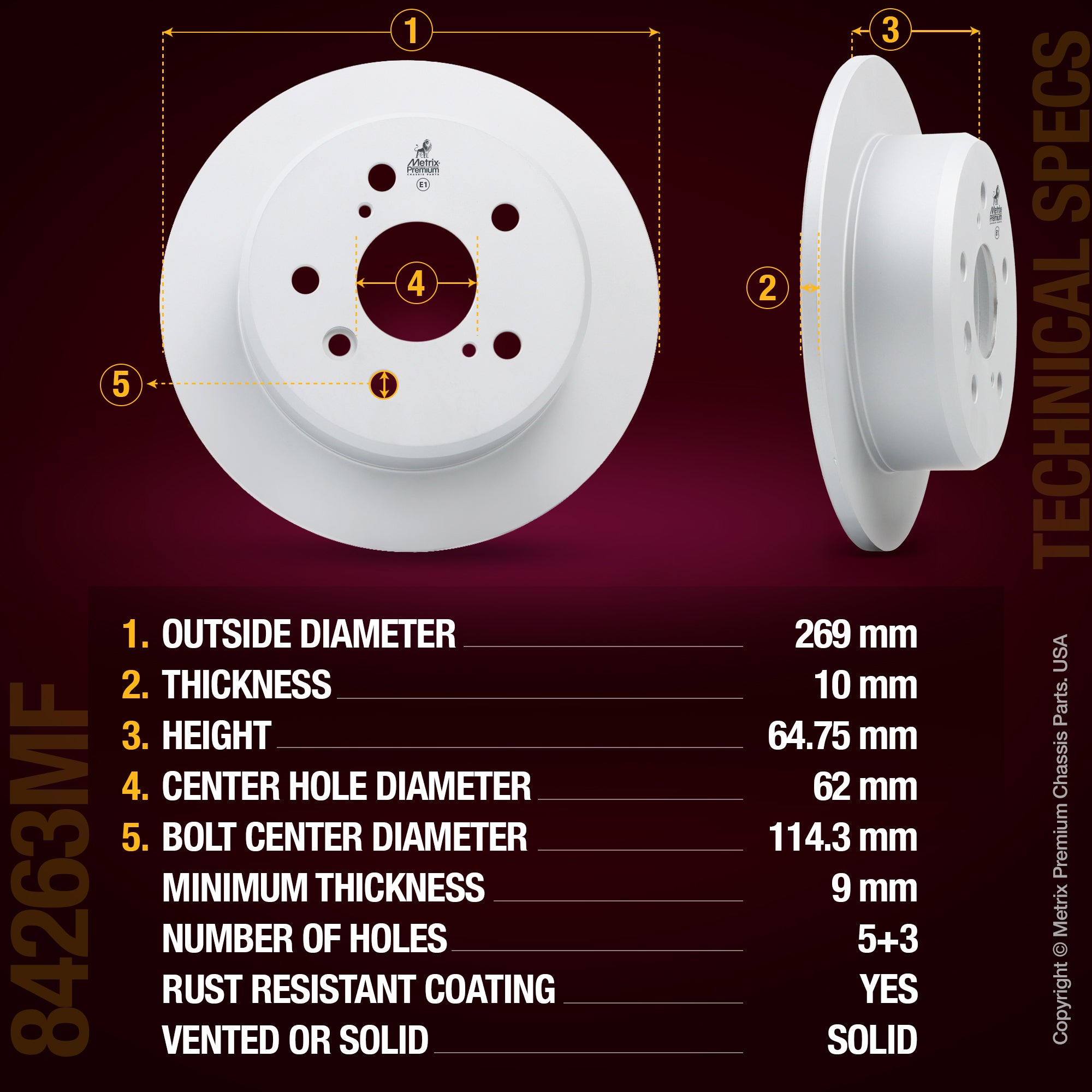 Metrix Premium Rear Disc Brake Rotor 84263MF aftermarket car parts