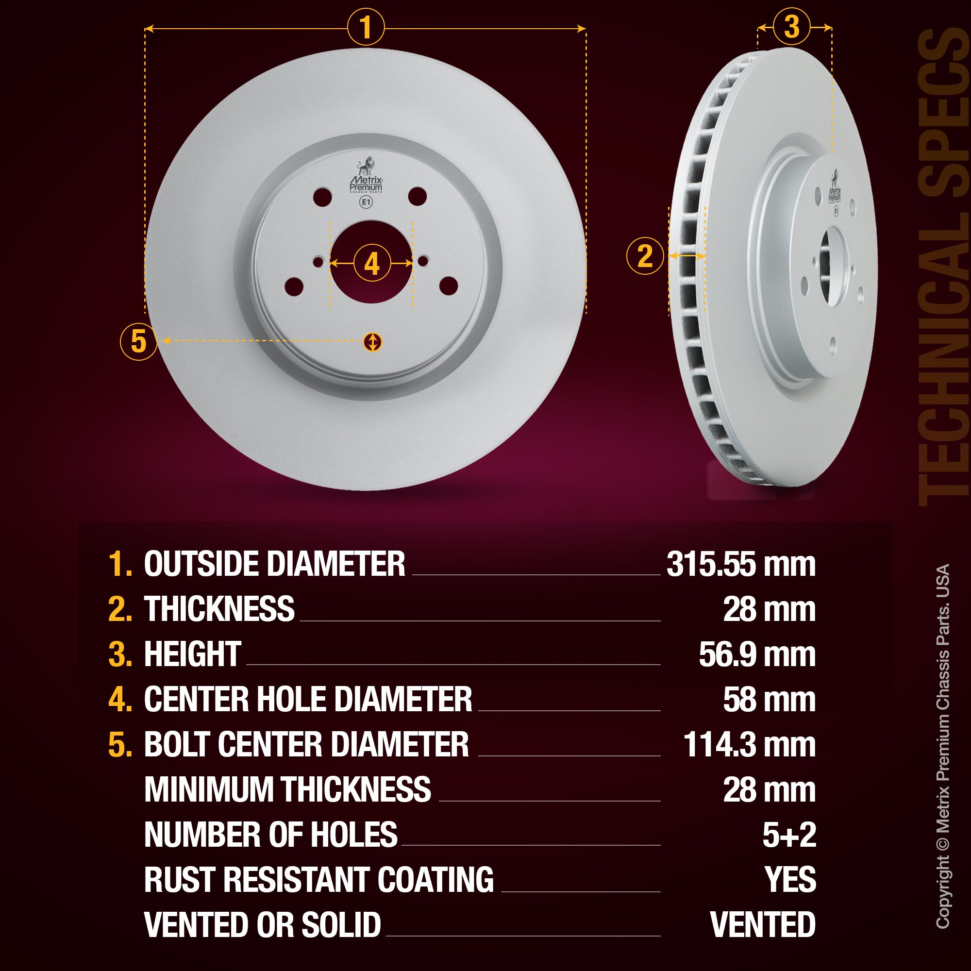 Metrix Premium Front Disc Brake Rotor 84266MF aftermarket car parts