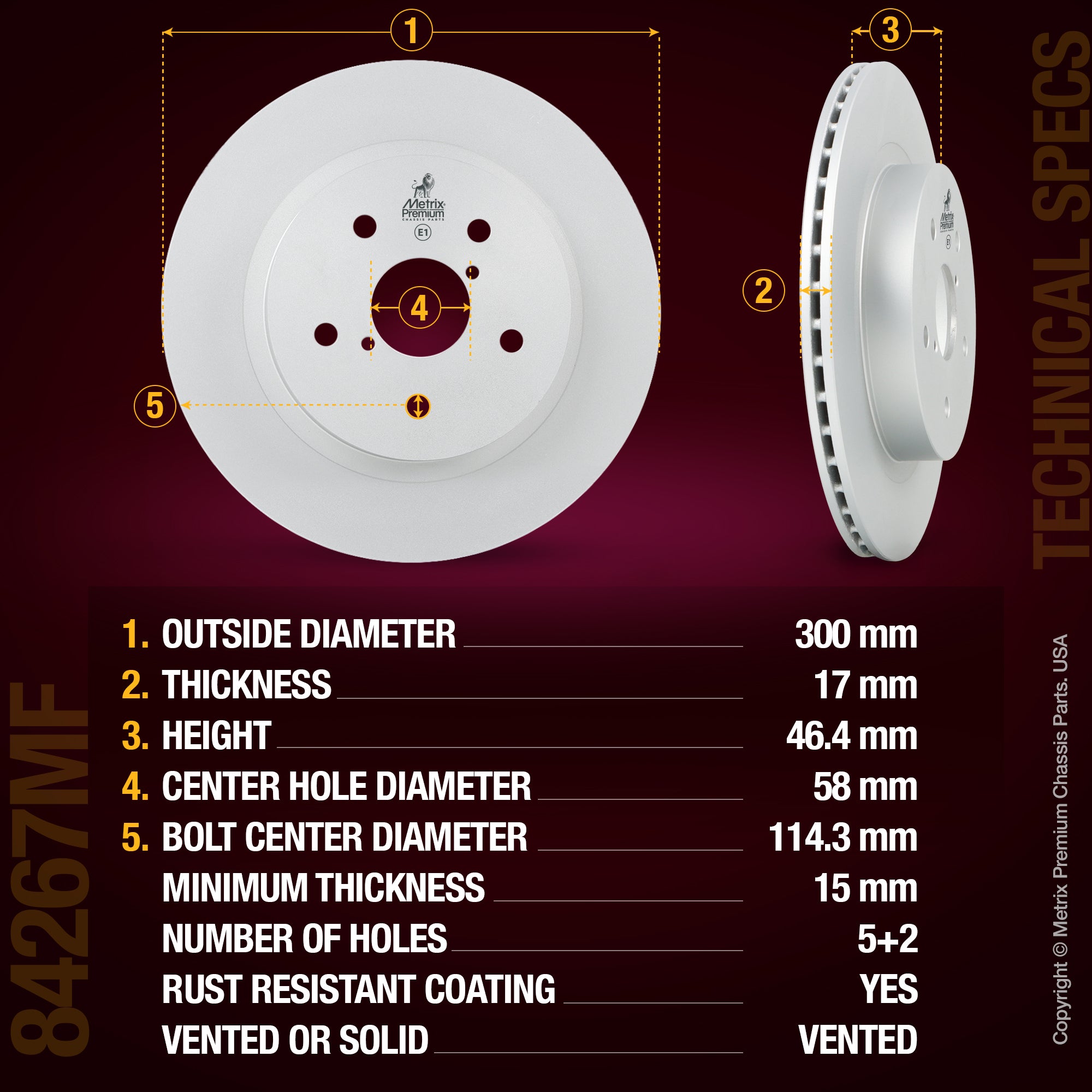 Metrix Premium Rear Disc Brake Rotor 84267MF aftermarket car parts