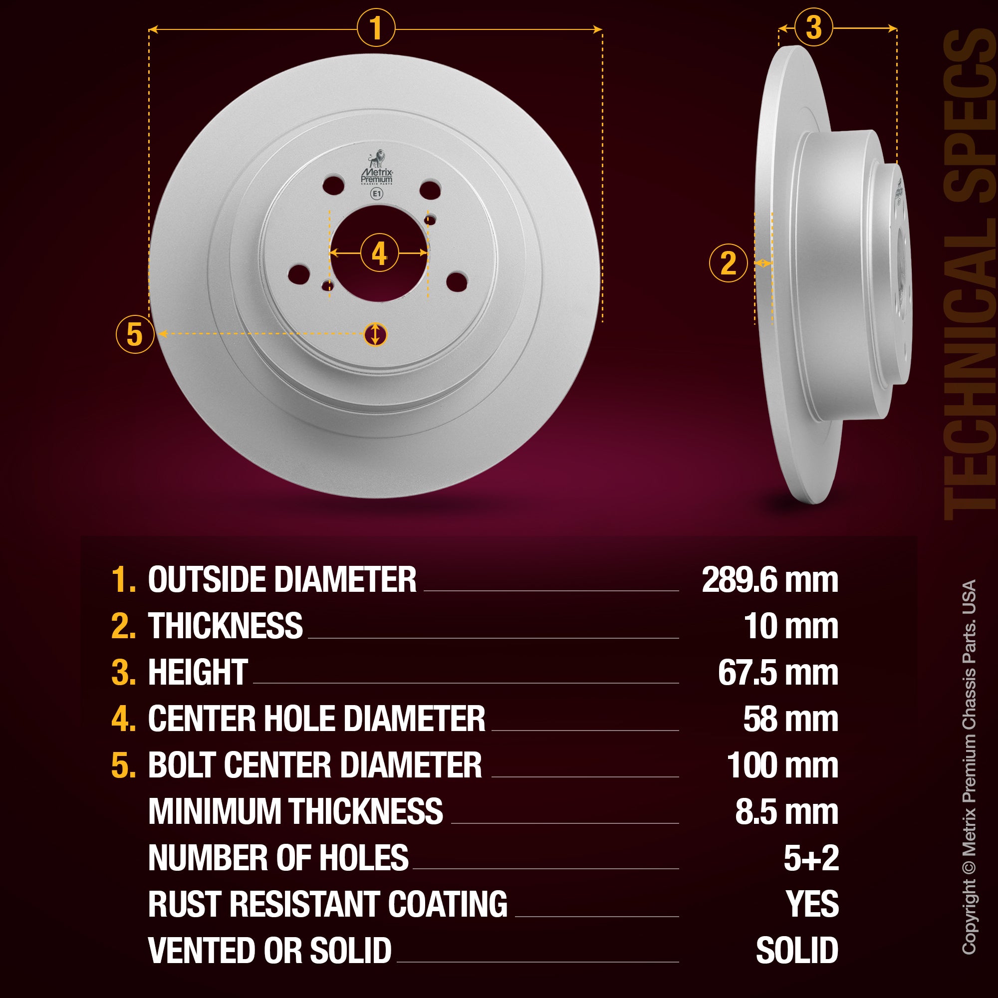 Metrix Premium Rear Disc Brake Rotor 84269MF aftermarket car parts