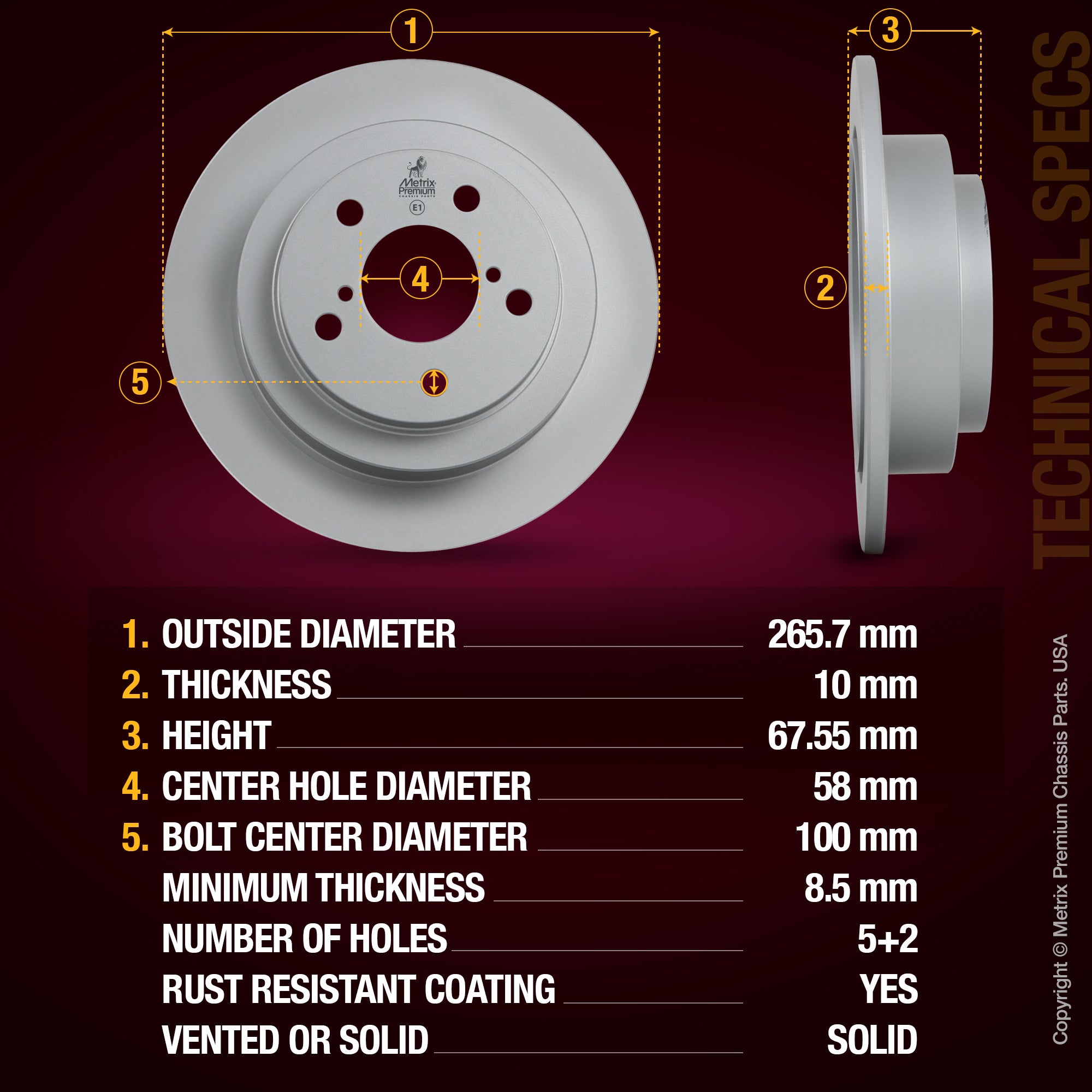 Metrix Premium Rear Disc Brake Rotor 84270MF aftermarket car parts