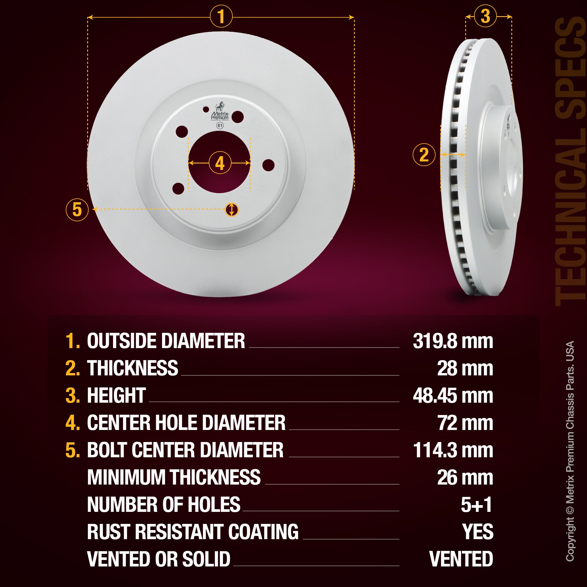 Metrix Premium Front Disc Brake Rotor Kit 92672MT aftermarket car parts