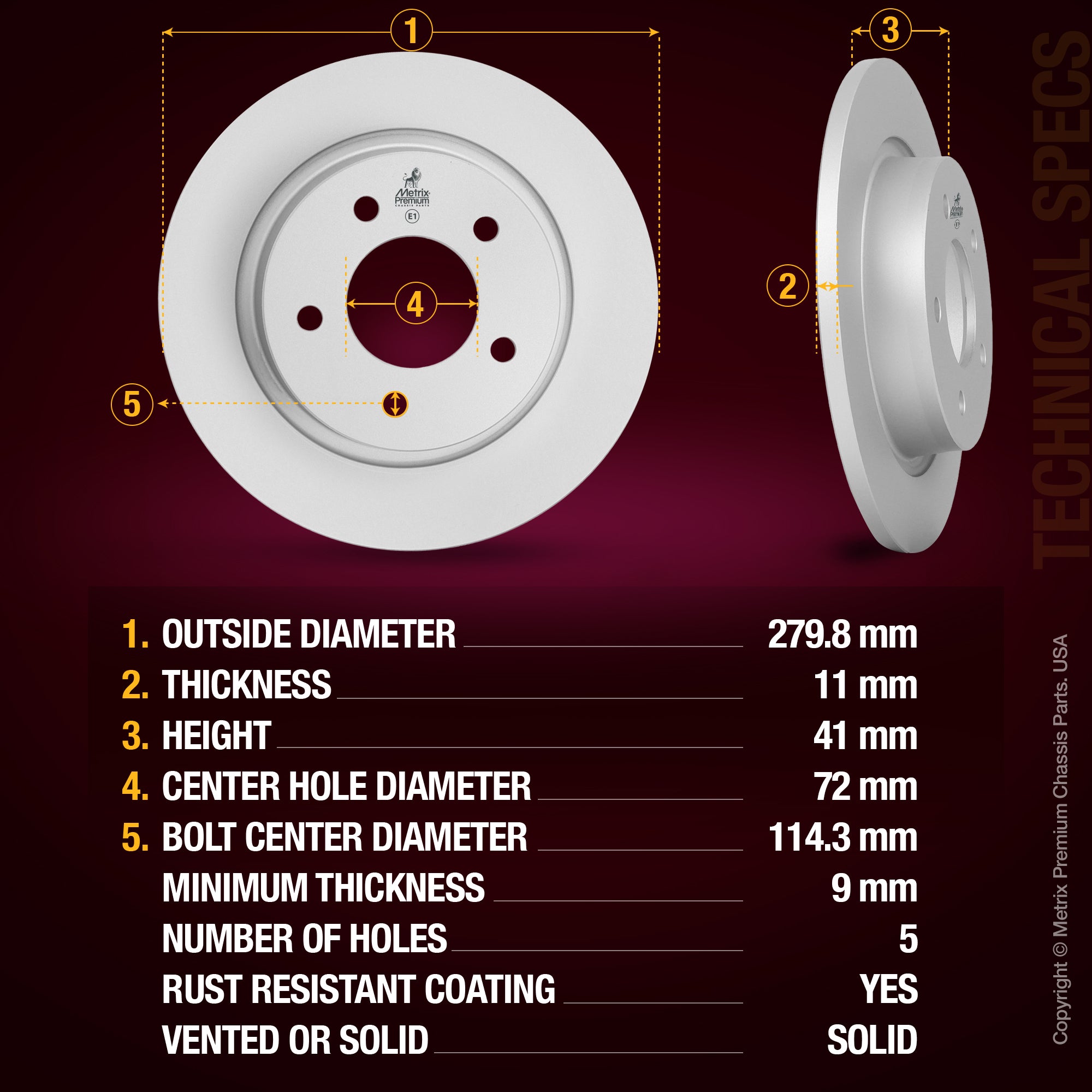 Metrix Premium Rear Disc Brake Rotor Kit 92328MT aftermarket car parts