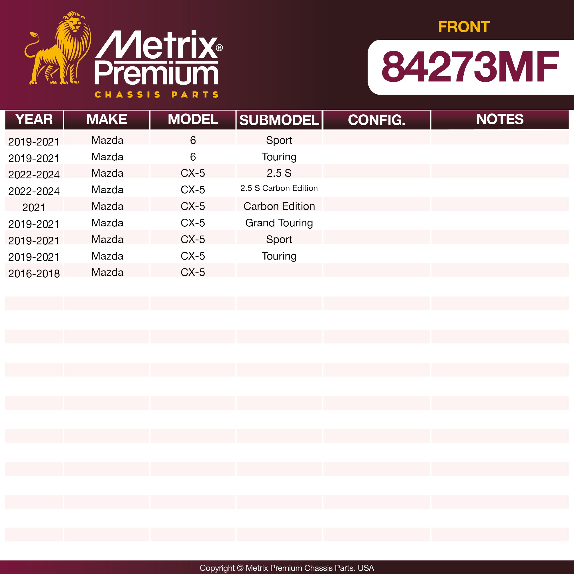 Metrix Premium Front Disc Brake Rotor 84273MF OEM fit spare parts