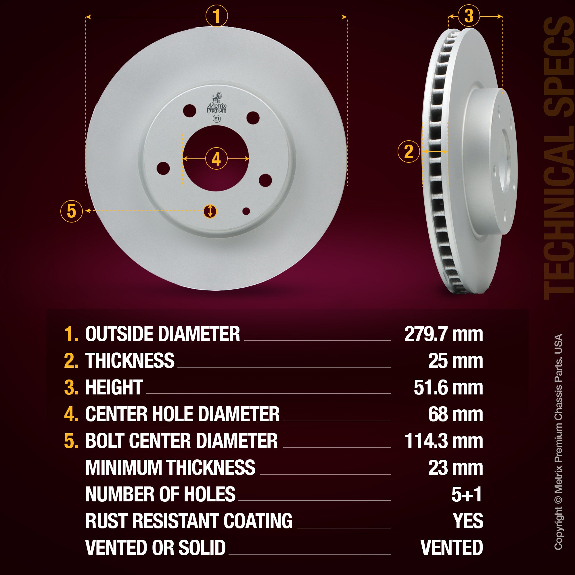 Metrix Premium Front Disc Brake Rotor 84274MF aftermarket car parts