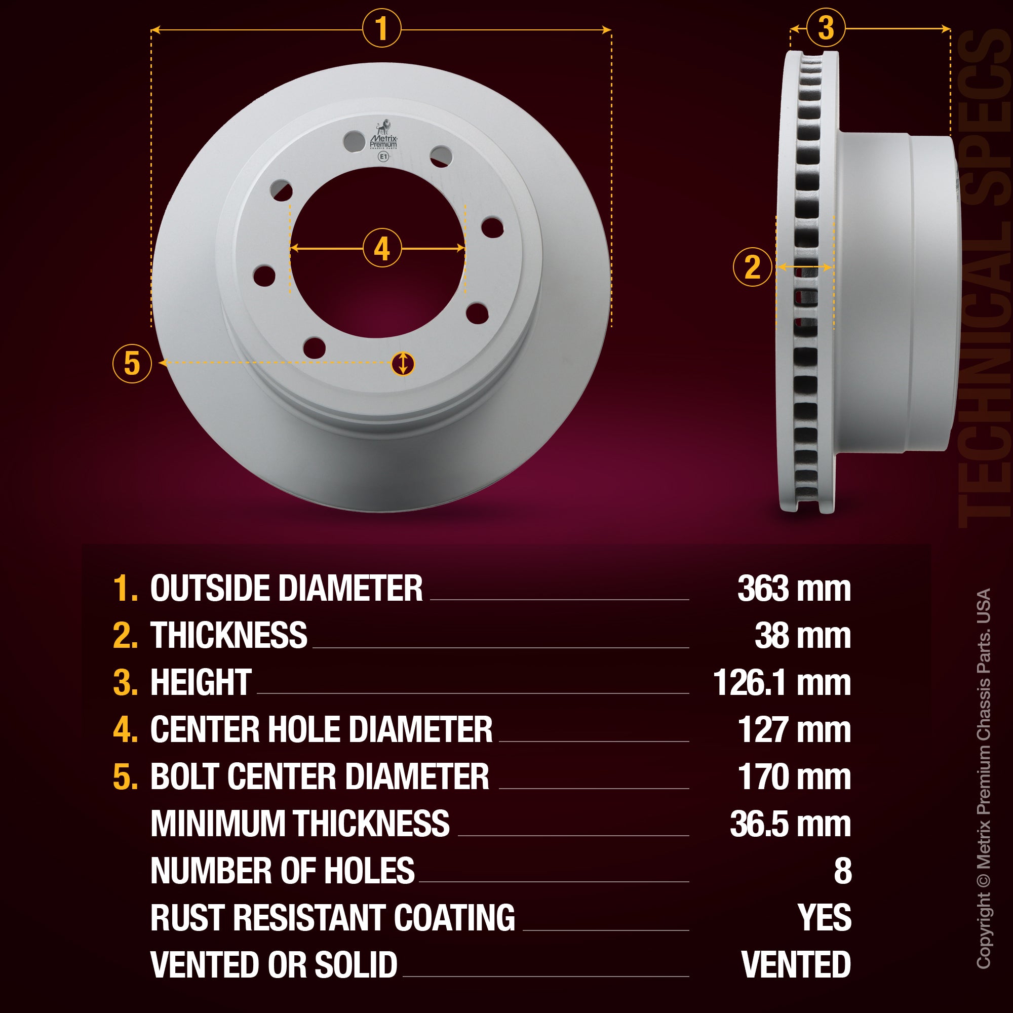 Metrix Premium Rear Disc Brake Rotor 84287MF aftermarket car parts