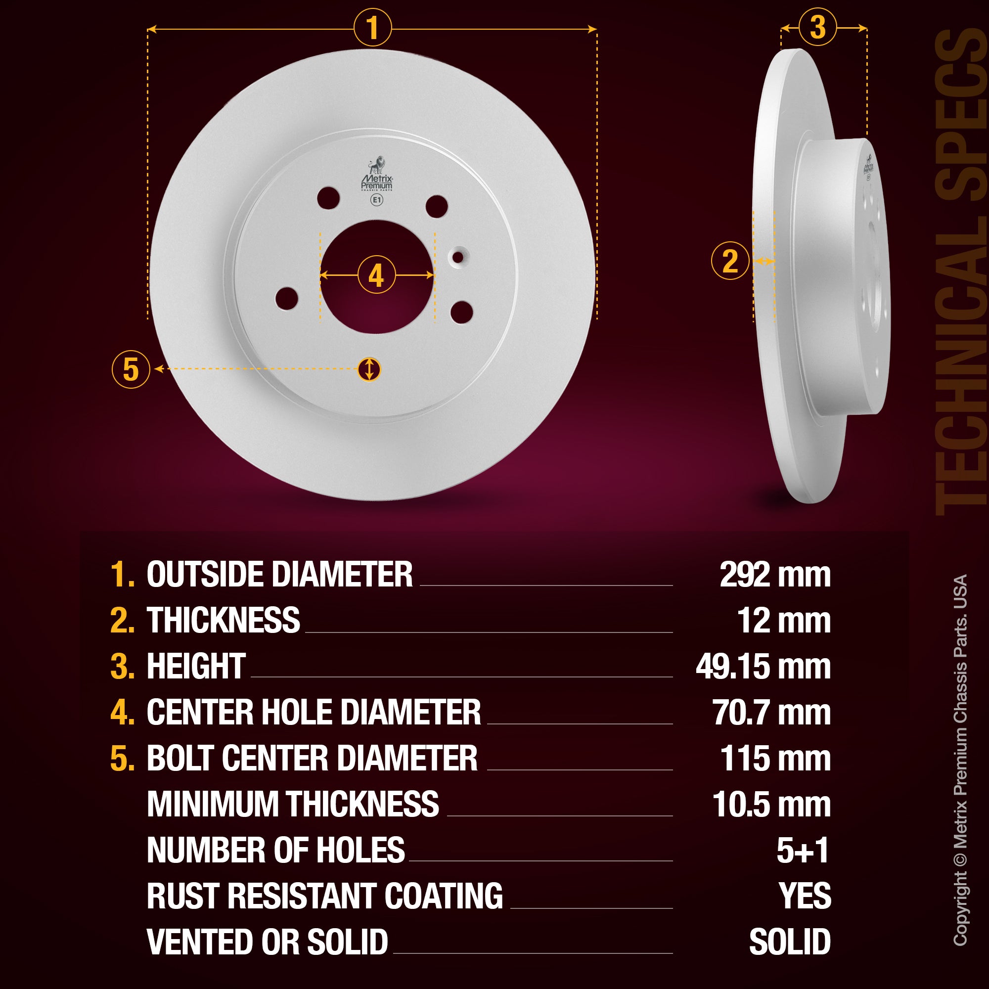 Metrix Premium Rear Disc Brake Rotor 84288MF aftermarket car parts