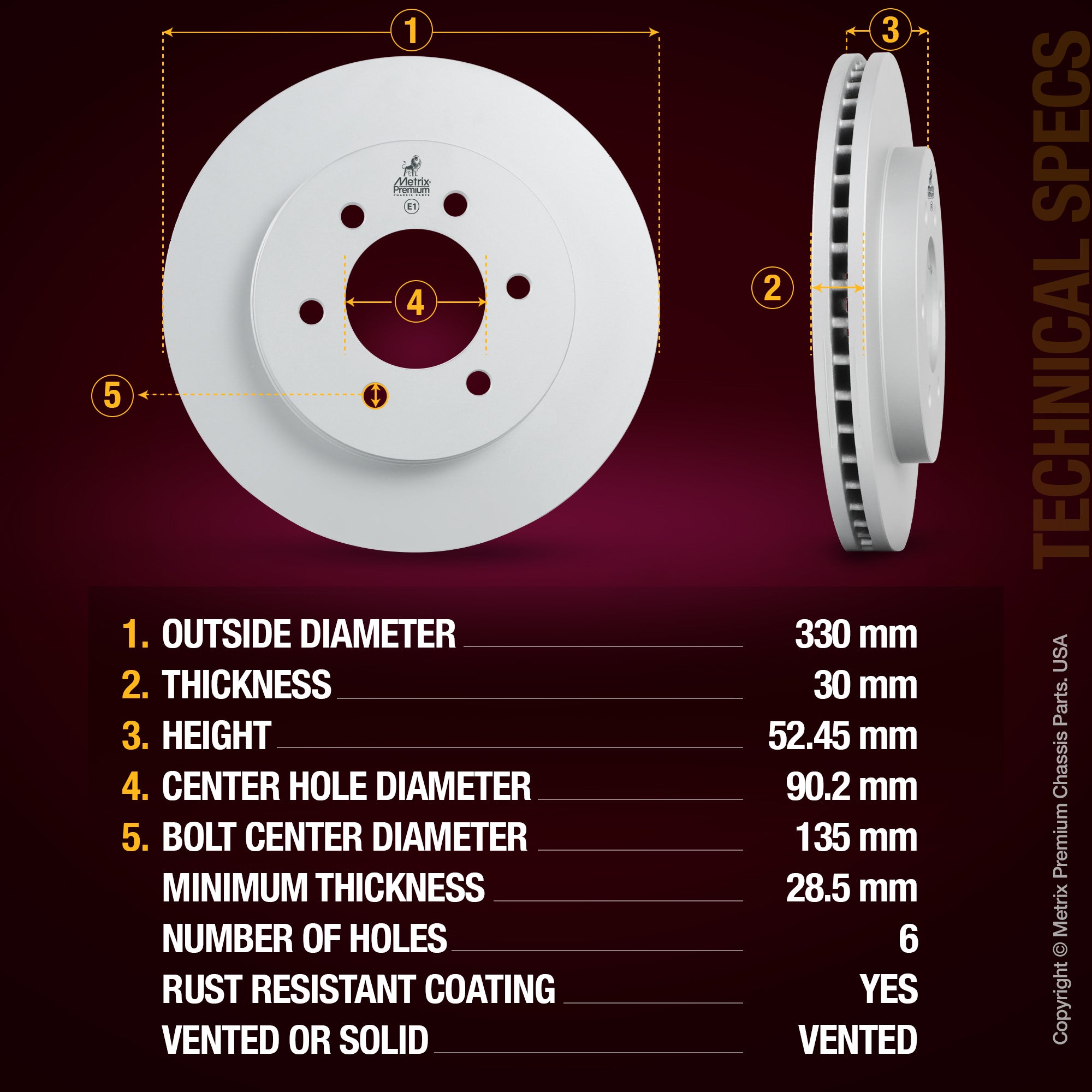 Metrix Premium Rear Disc Brake Rotor 84296MF aftermarket car parts
