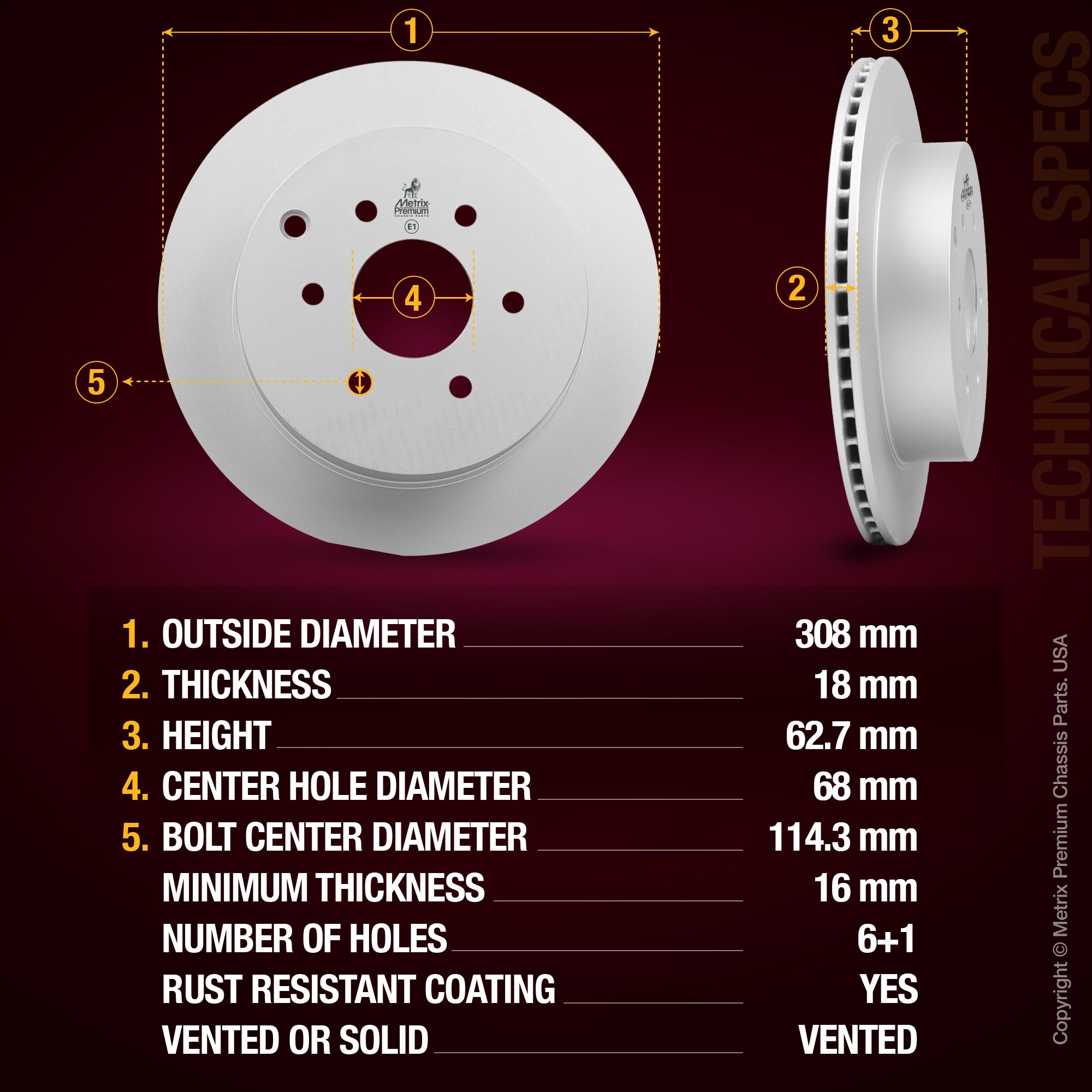 Metrix Premium Rear Disc Brake Rotor Kit 92326MT aftermarket car parts