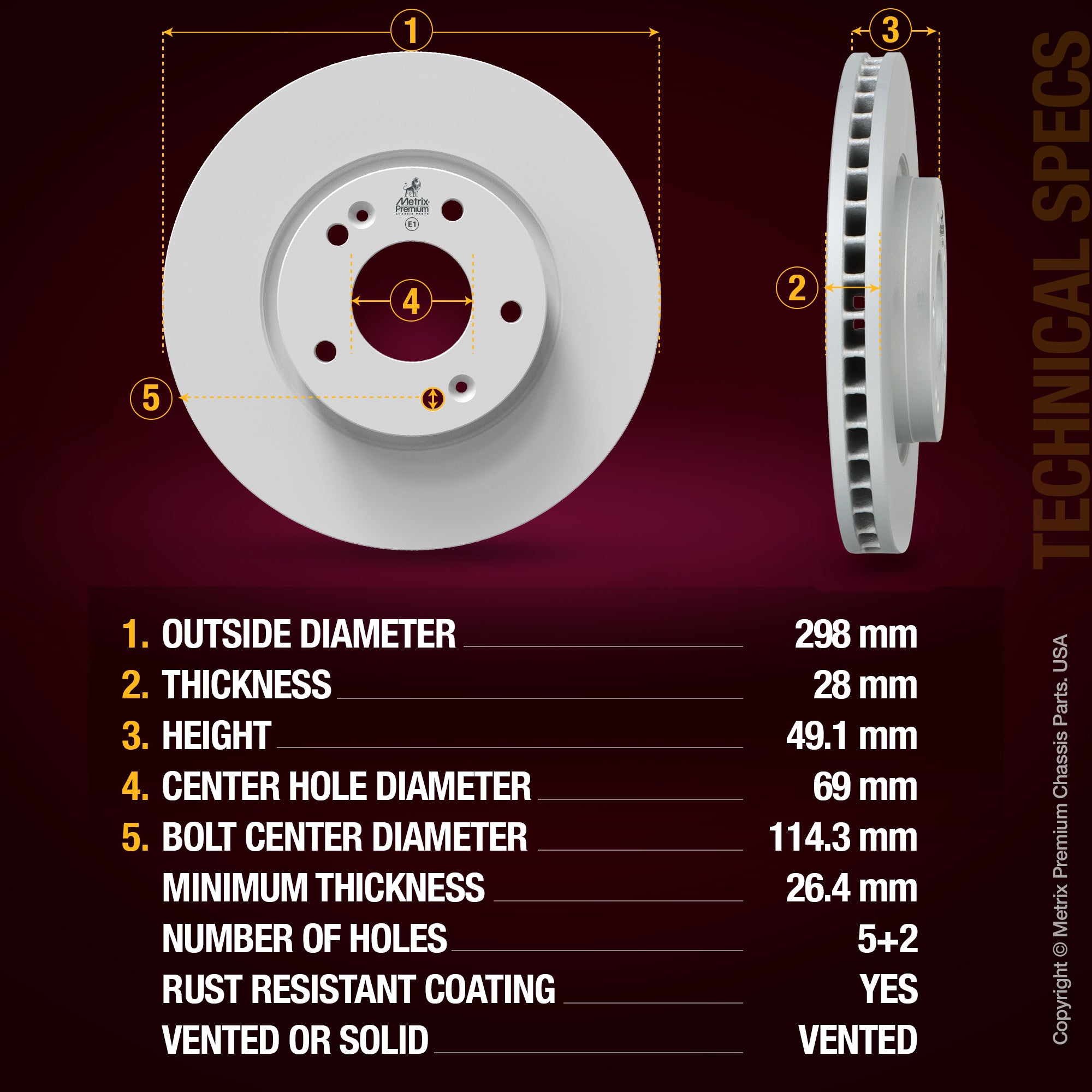 Metrix Premium Front Disc Brake Rotor Kit 92539MT aftermarket car parts