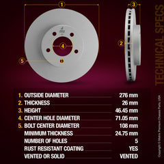 Metrix Premium Front Disc Brake Rotor Kit 92371MT aftermarket car parts