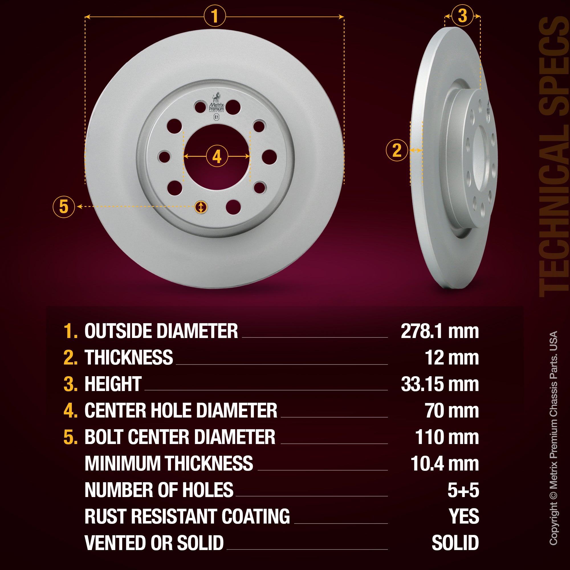 Metrix Premium Rear Disc Brake Rotor Kit 92668MT aftermarket car parts