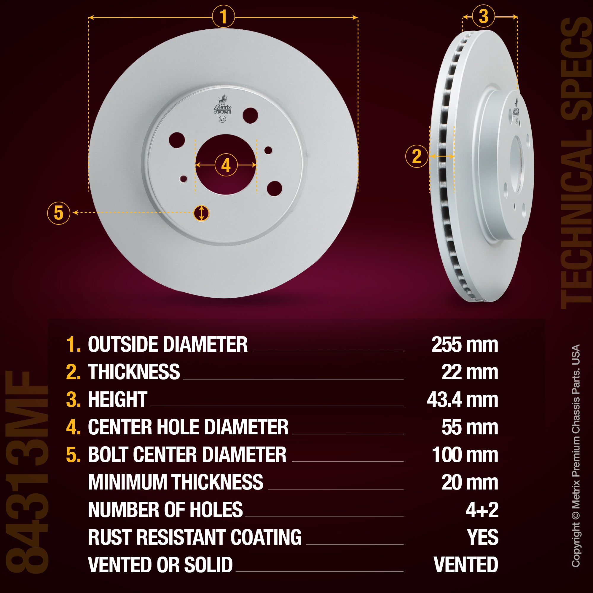 Metrix Premium Front Disc Brake Rotor Kit 92287MT aftermarket car parts