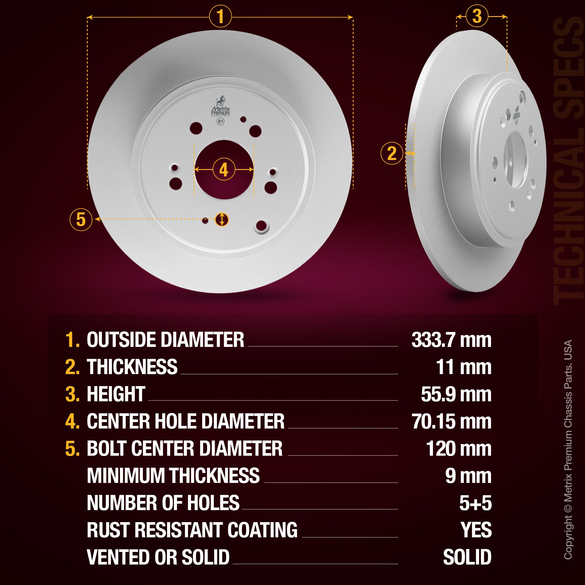 Metrix Premium Rear Disc Brake Rotor Kit 92323MT aftermarket car parts