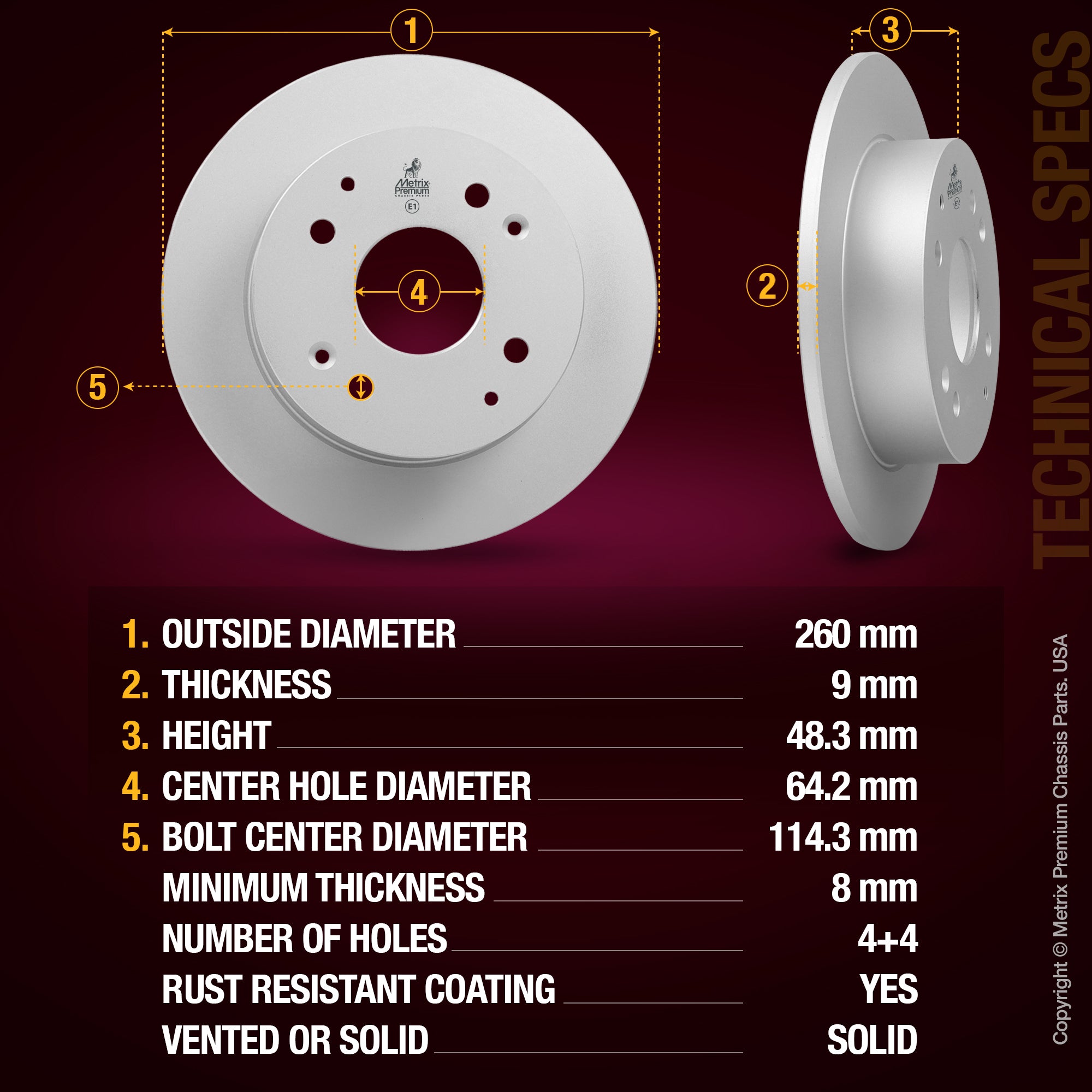 Metrix Premium Rear Disc Brake Rotor 84315MF aftermarket car parts