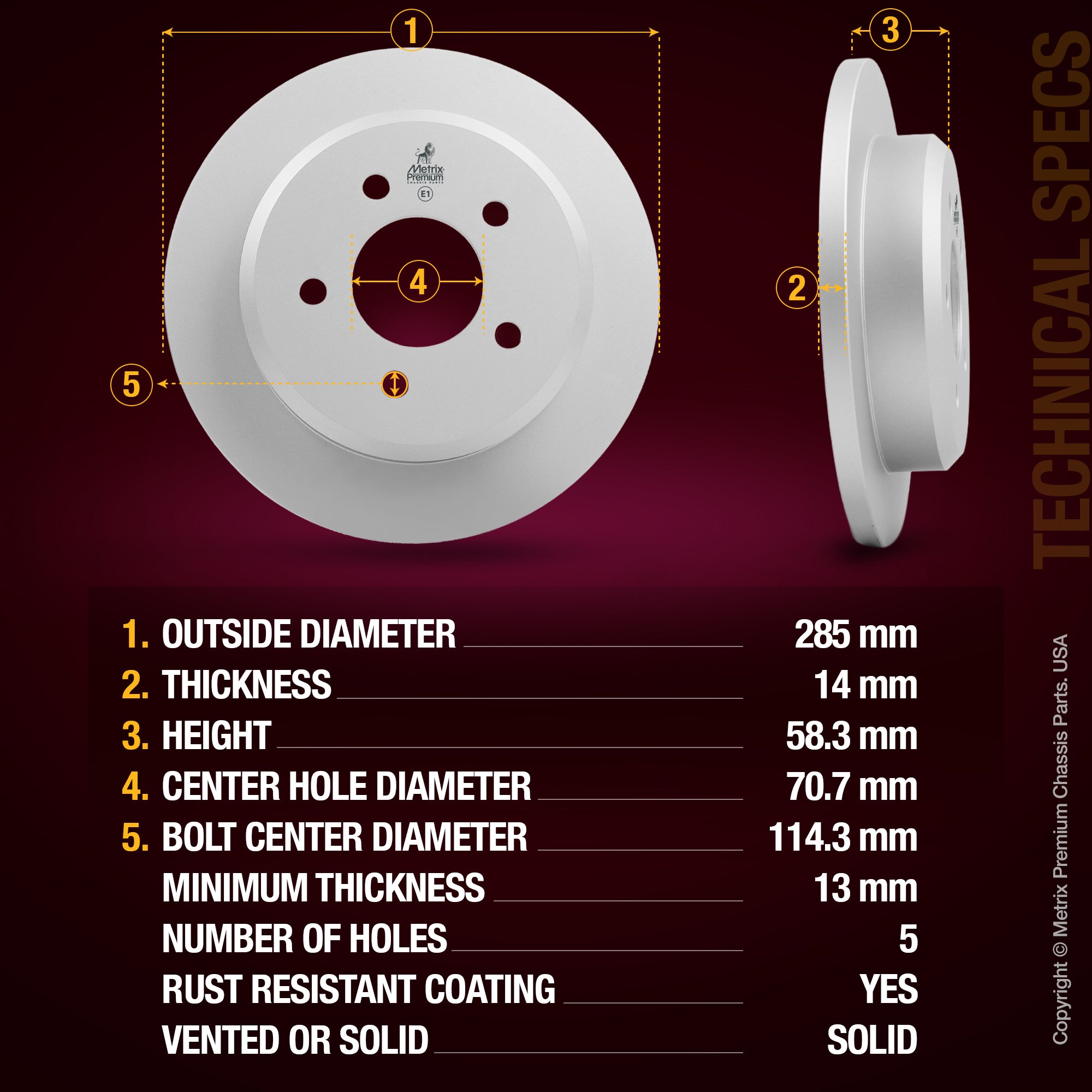 Metrix Premium Rear Disc Brake Rotor 84318MF aftermarket car parts
