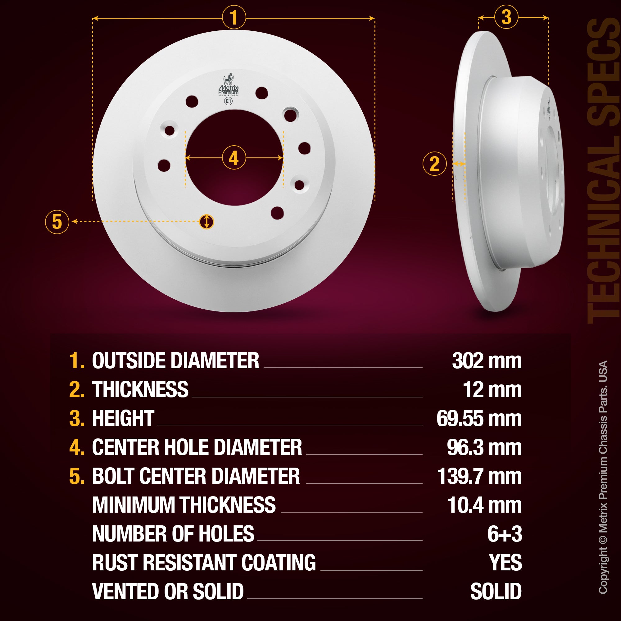 Metrix Premium Rear Disc Brake Rotor 84319MF aftermarket car parts