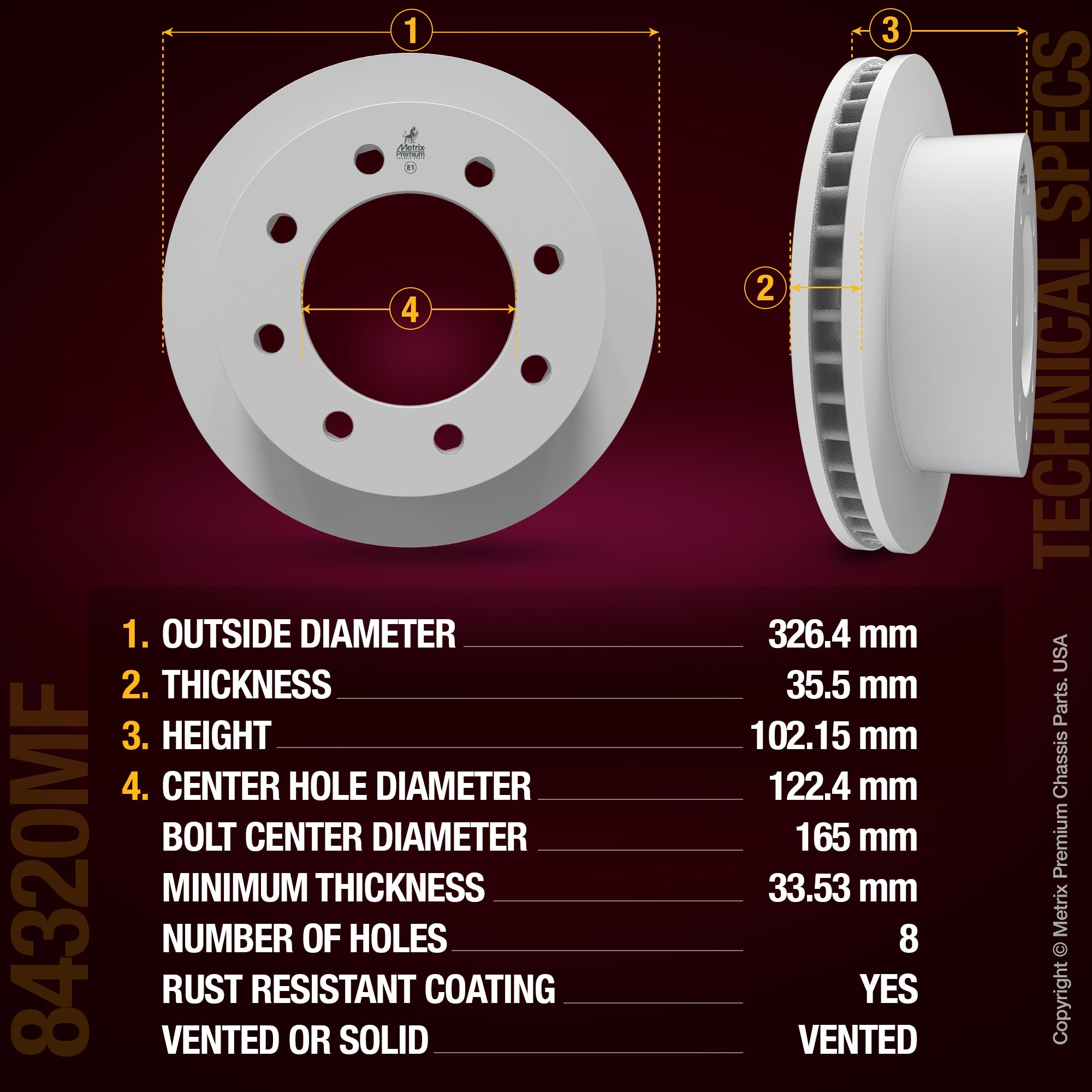 Metrix Premium Chassis Parts Front Disc Brake Rotor Kit 92052MT OEM fit auto parts