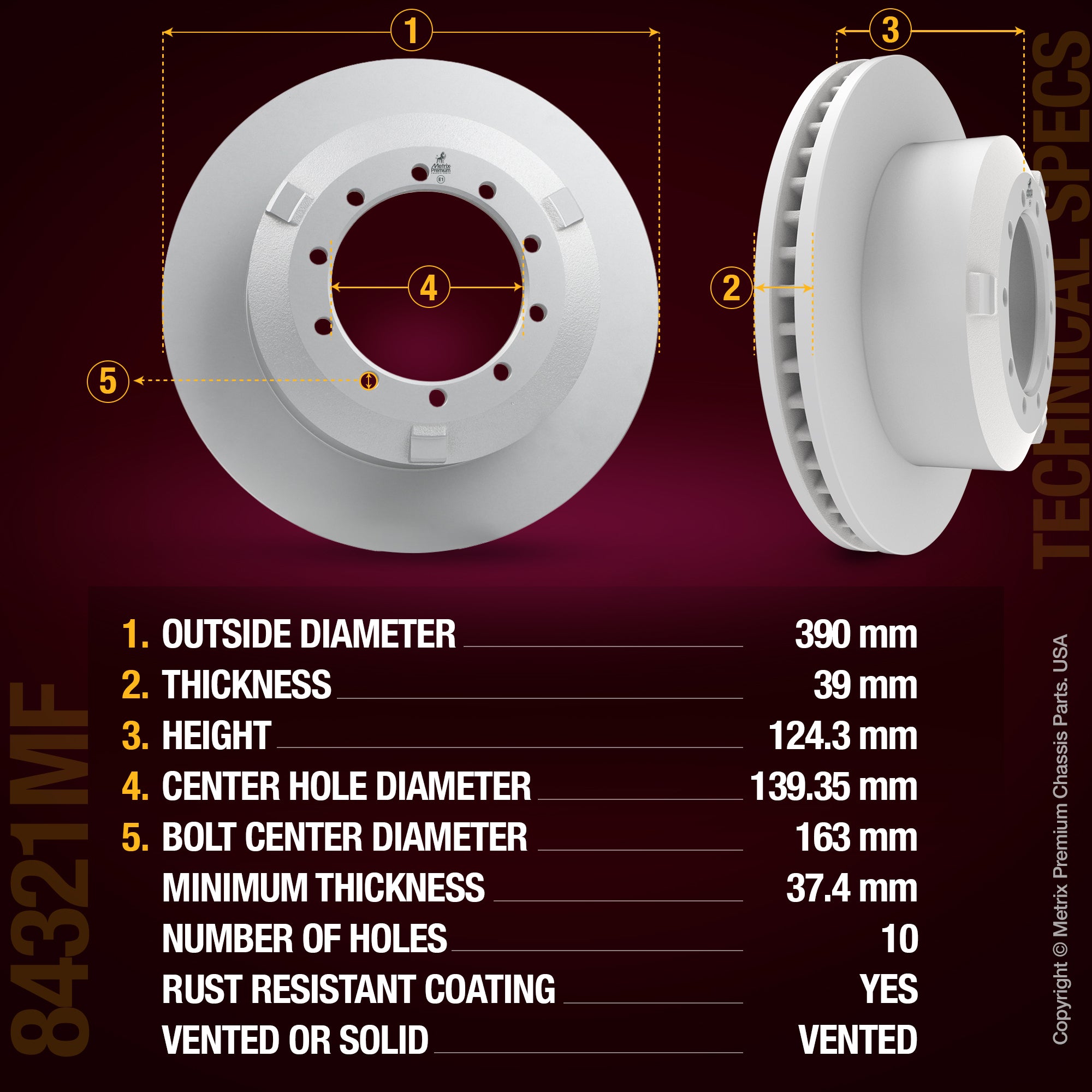 Metrix Premium Rear Disc Brake Rotor 84321MF aftermarket car parts