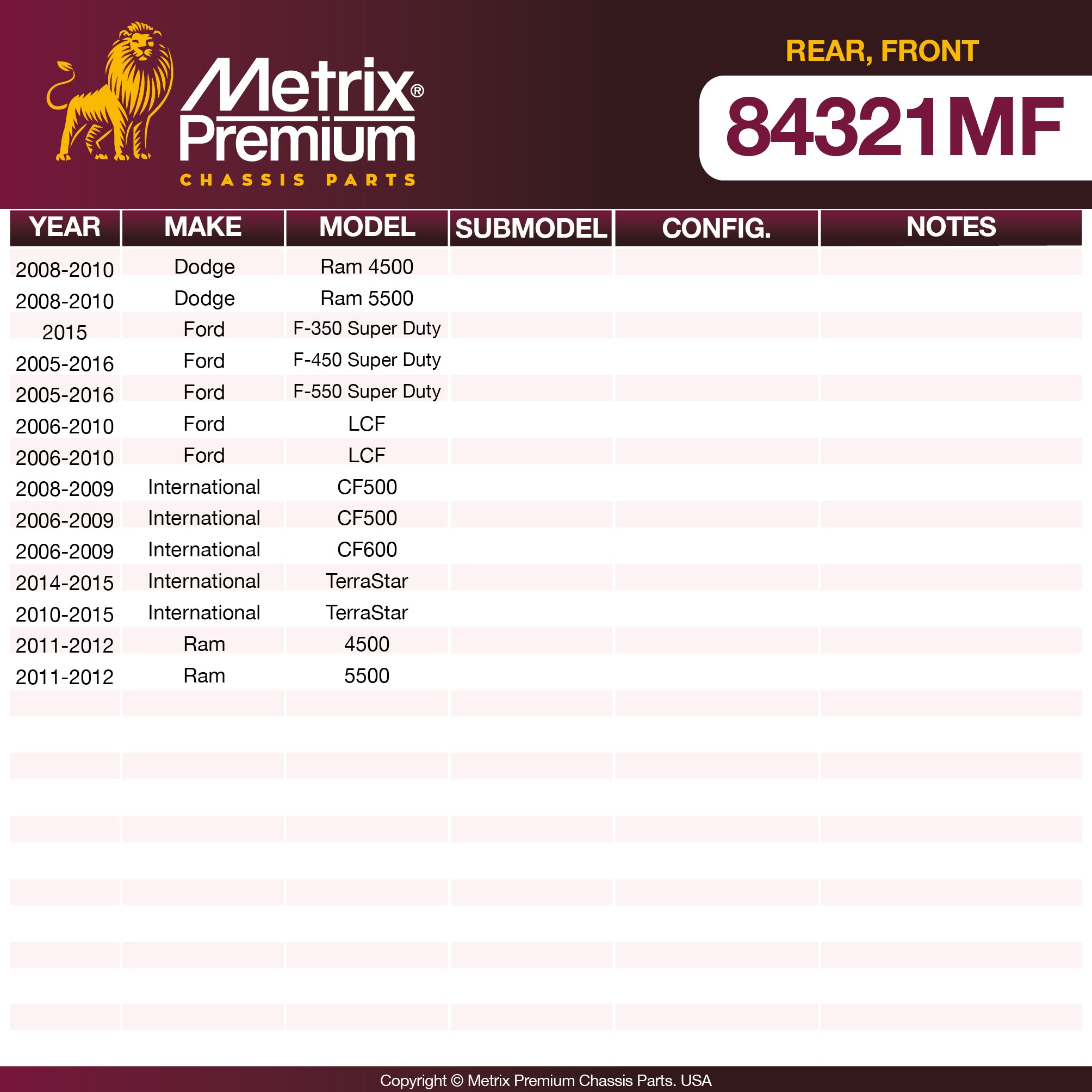 Metrix Premium Rear Disc Brake Rotor 84321MF OEM fit spare parts