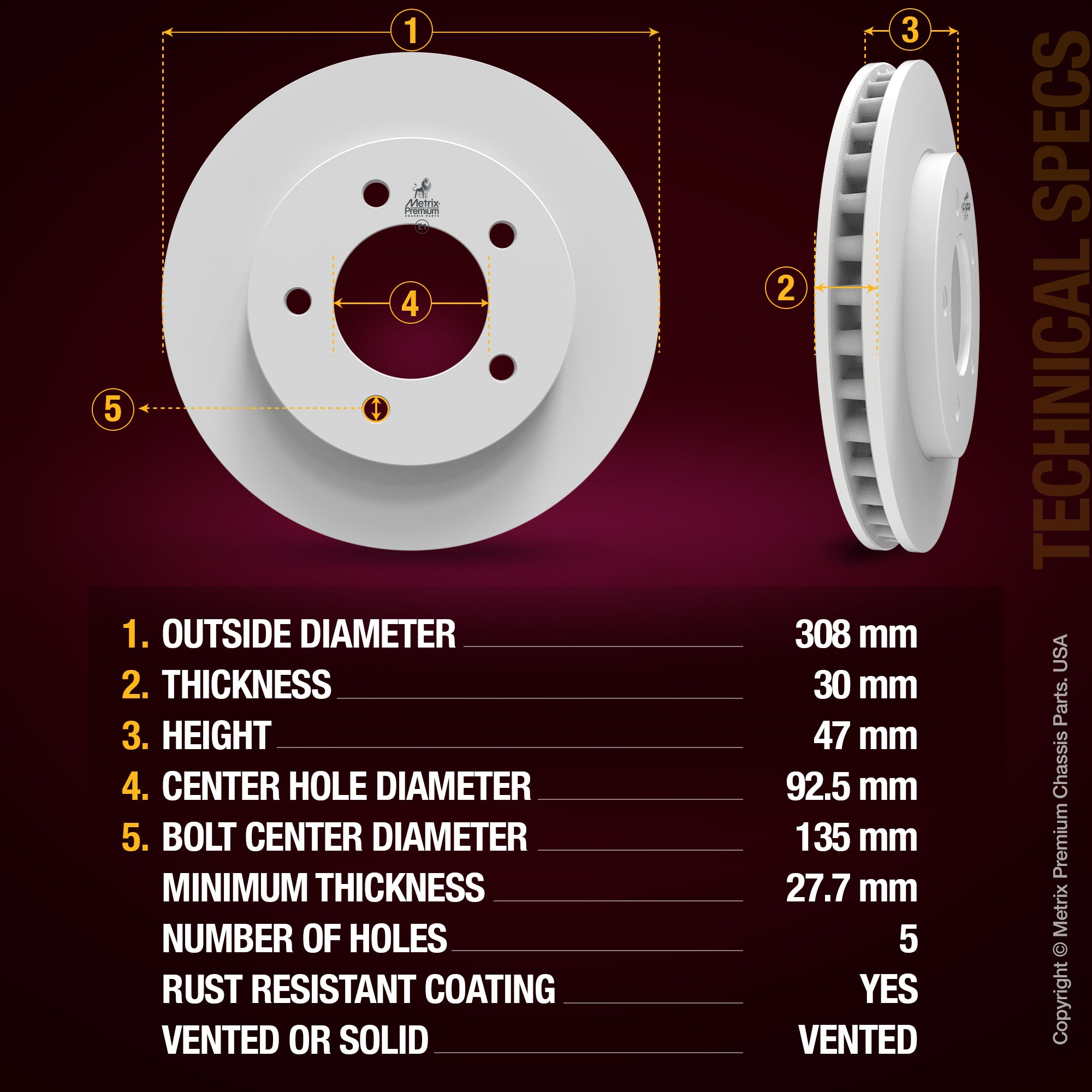 Metrix Premium Front Disc Brake Rotor Kit 92322MT aftermarket car parts