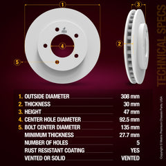 Metrix Premium Front Disc Brake Rotor Kit 92322MT aftermarket car parts