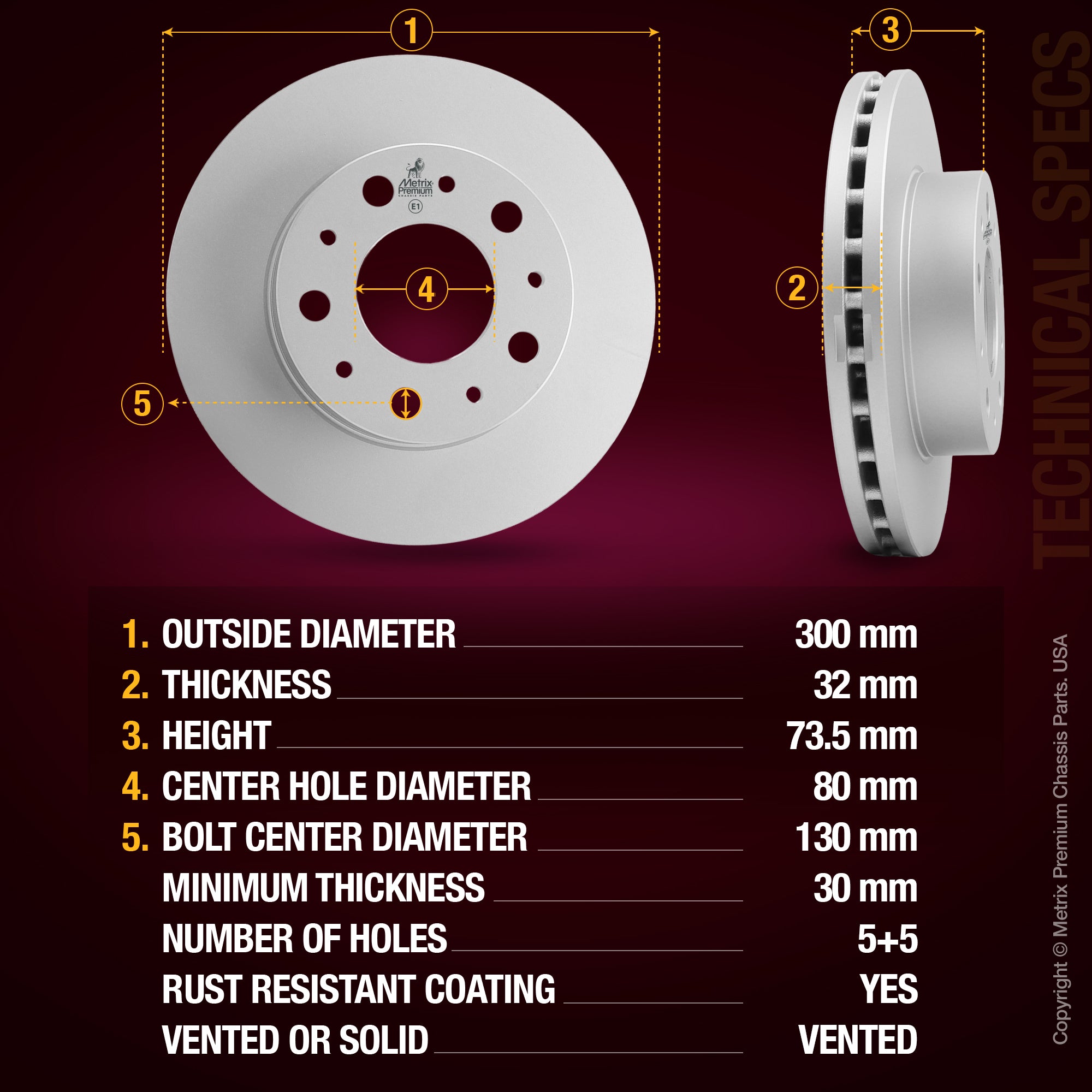 Metrix Premium Front Disc Brake Rotor Kit 92319MT aftermarket car parts